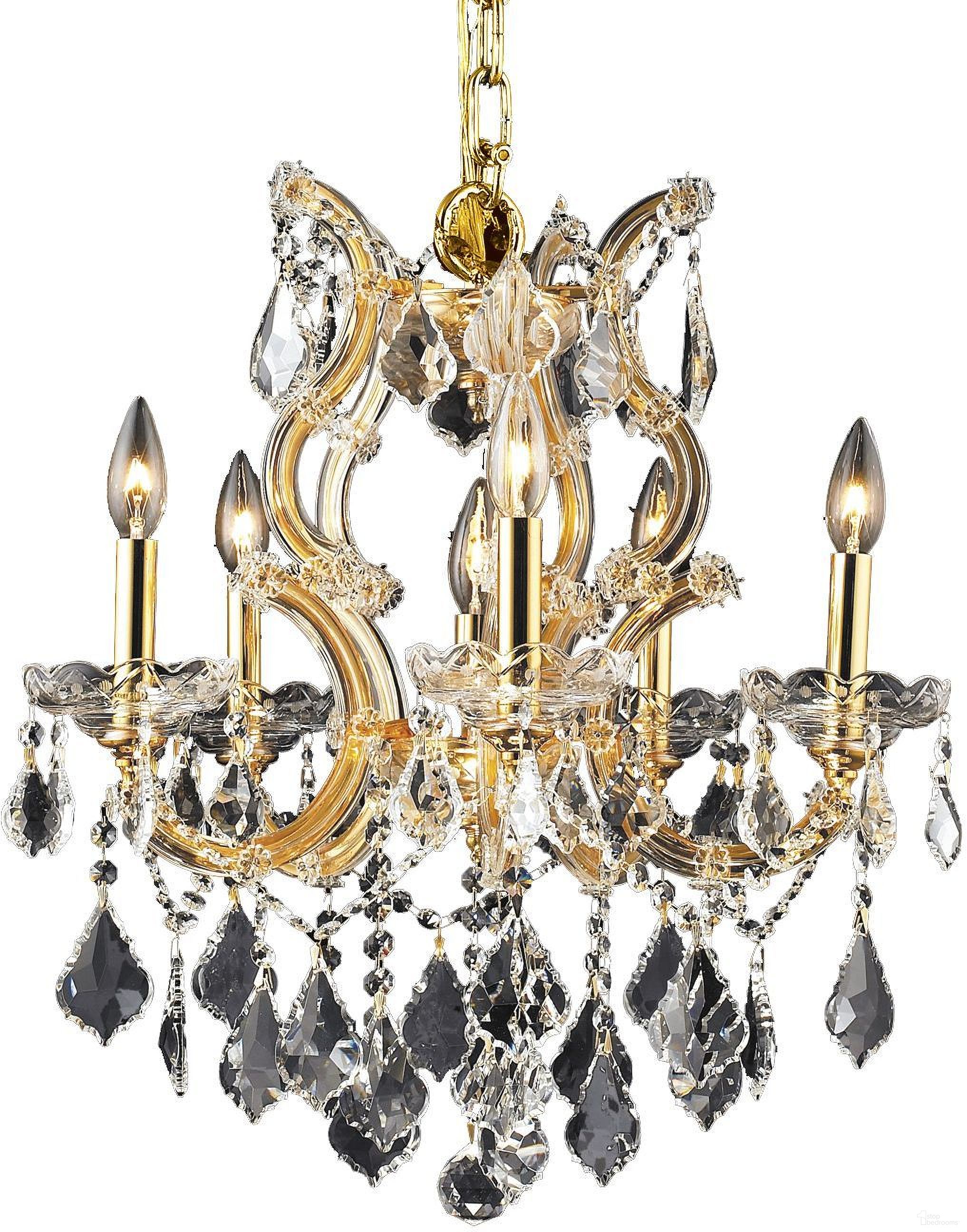 Maria Theresa 20" Gold 6 Light Pendant With Clear Royal Cut Crystal Trim