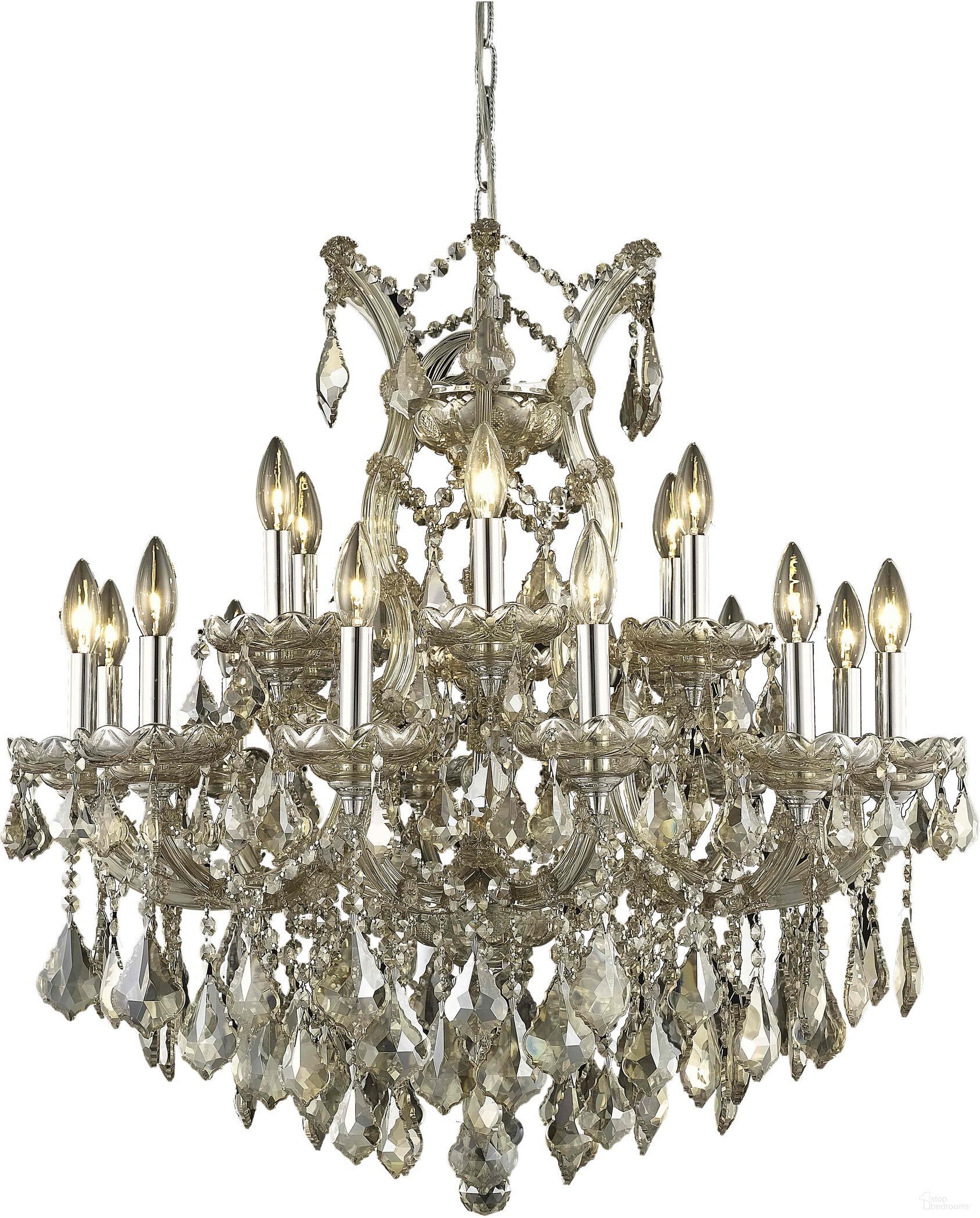 Maria Theresa 30 Inch 19 Light Chandelier With Golden Teak Royal Cut Crystal Trim
