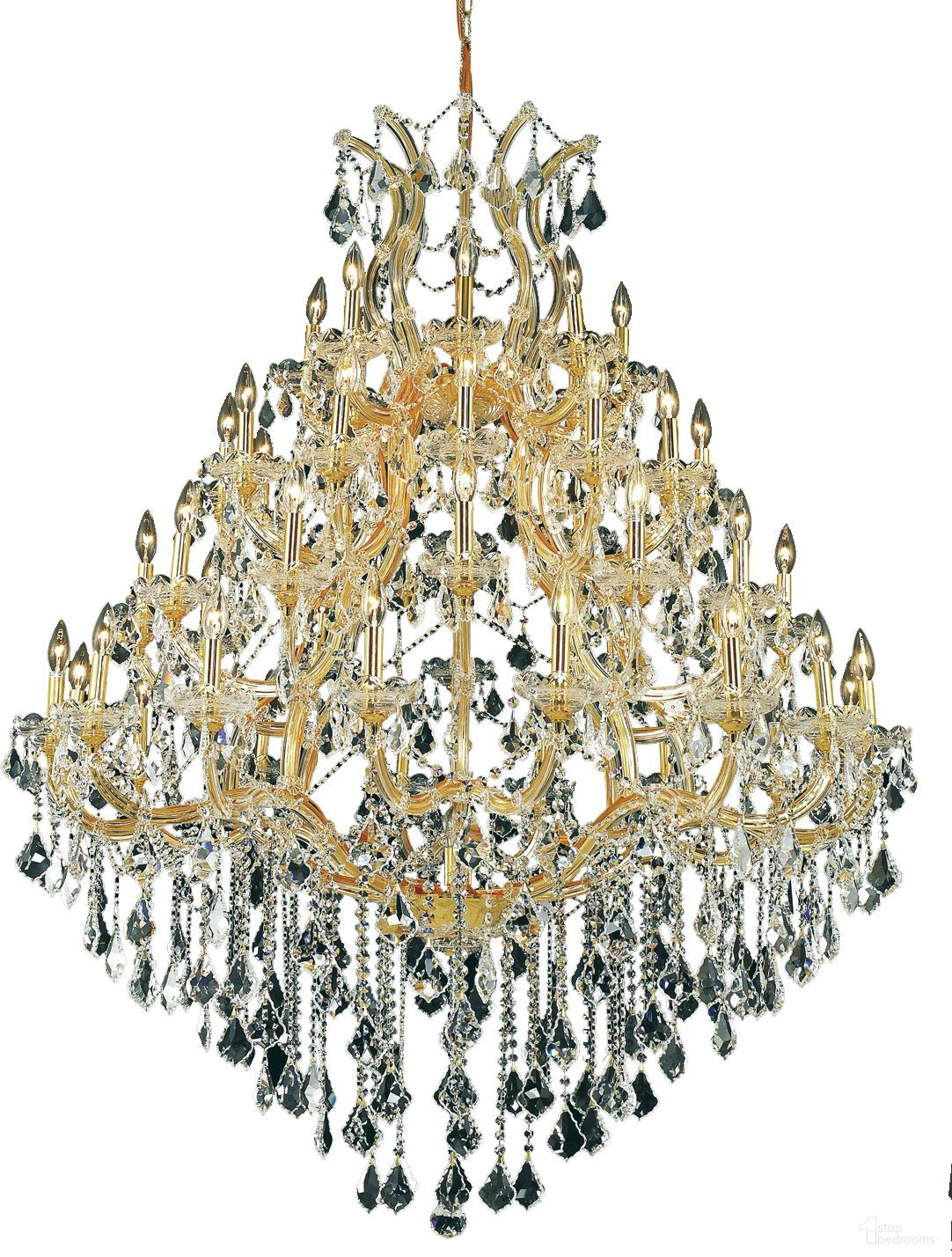 2800G46G/RC Maria Theresa 46" Gold 49 Light Chandelier With Clear Royal Cut Crystal Trim