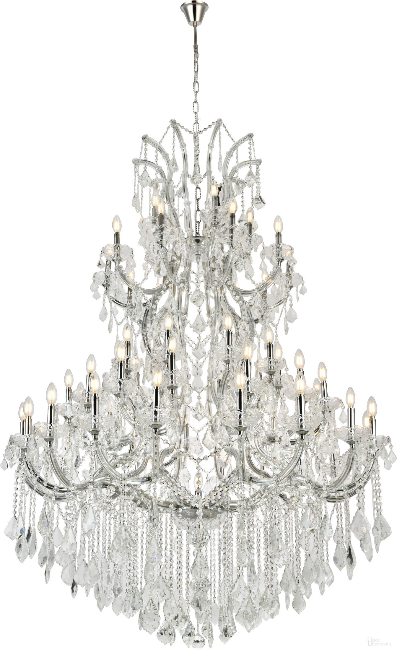 2800G54C/RC Maria Theresa 54" Chrome 61 Light Chandelier With Clear Royal Cut Crystal Trim
