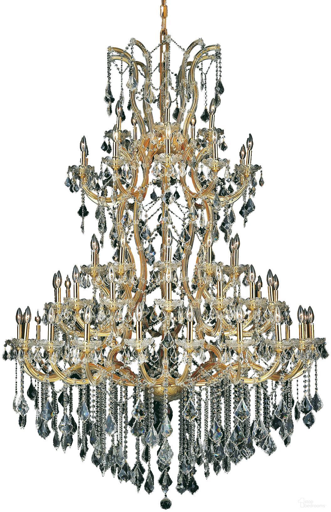 2800G54G/RC Maria Theresa 54" Gold 61 Light Chandelier With Clear Royal Cut Crystal Trim