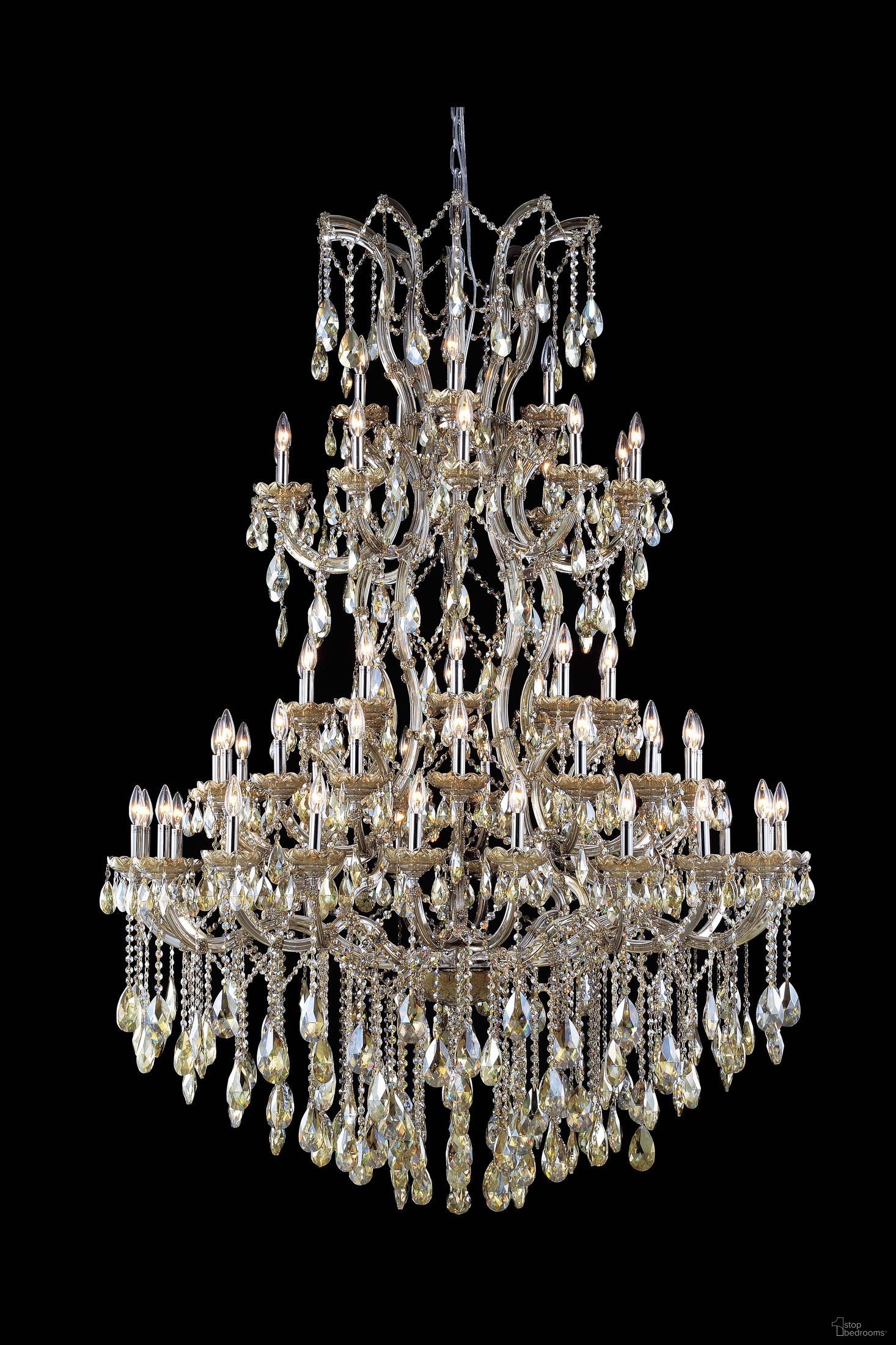 Maria Theresa 54 Inch 61 Light Chandelier With Golden Teak Royal Cut Crystal Trim