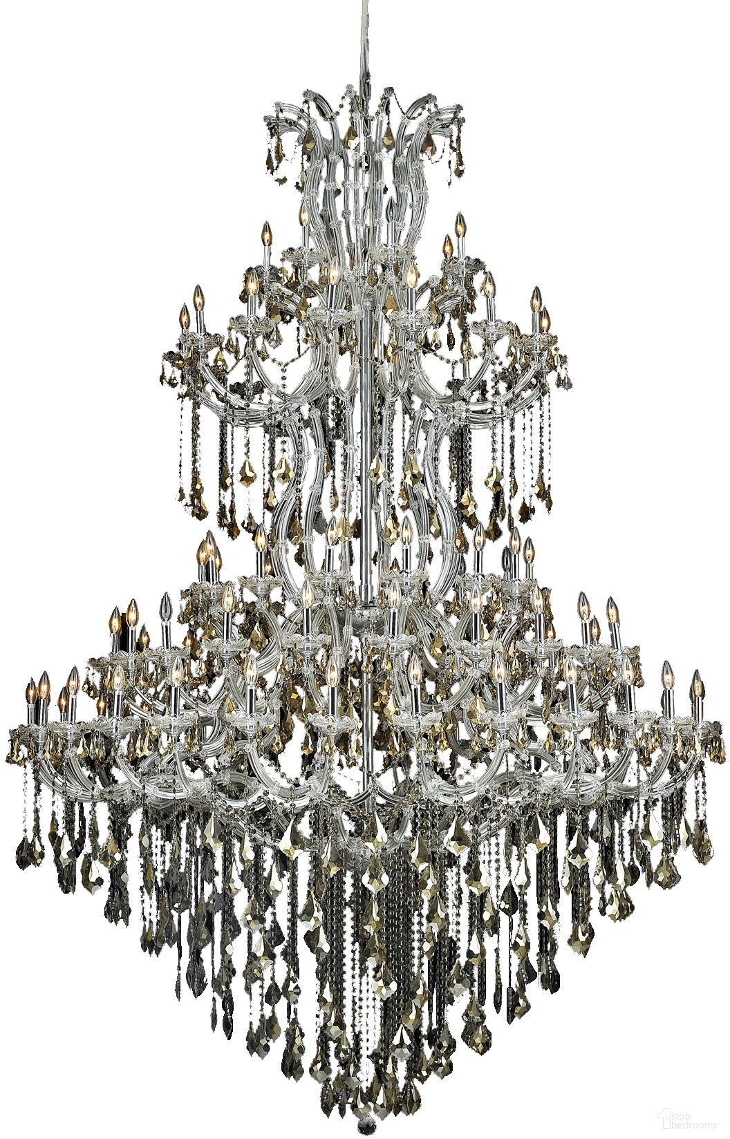 2800G96C-GT/RC Maria Theresa 72" Chrome 85 Light Chandelier With Golden Teak Royal Cut Crystal Trim