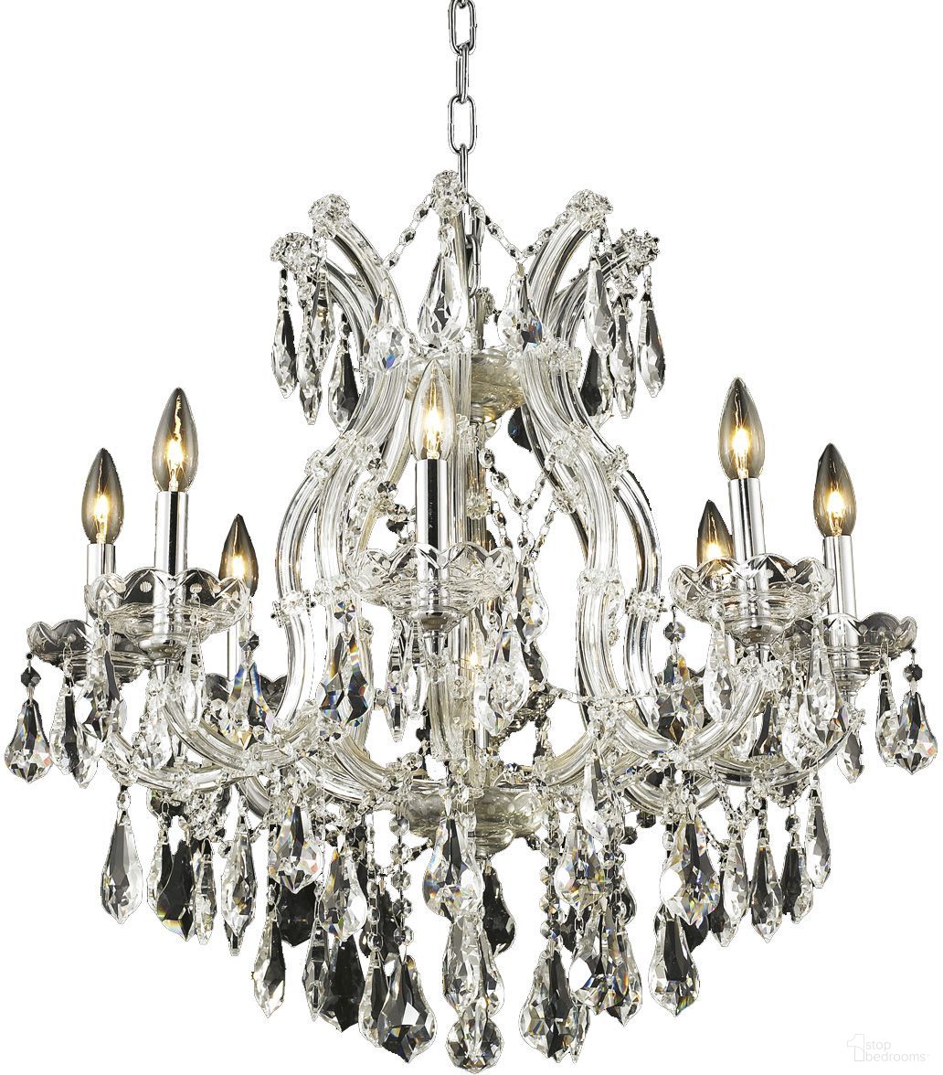 2801D26C/RC Maria Theresa 26" Chrome 9 Light Chandelier With Clear Royal Cut Crystal Trim