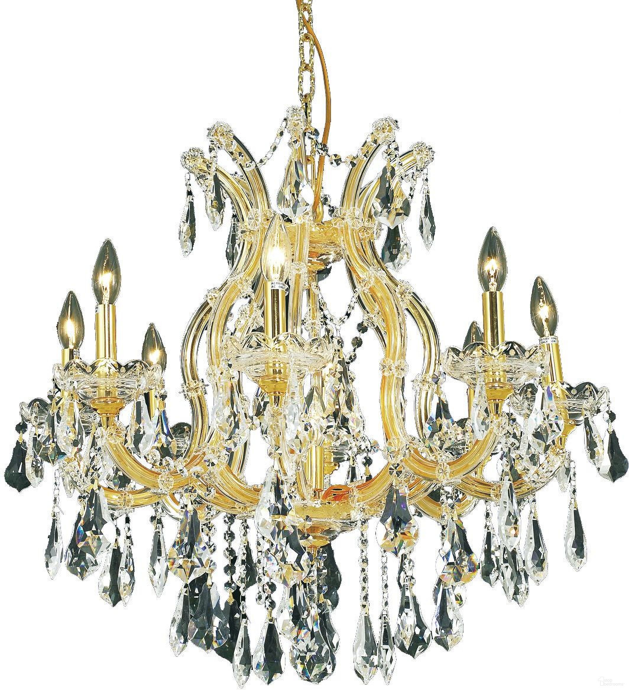 2801D26G/RC Maria Theresa 26" Gold 9 Light Chandelier With Clear Royal Cut Crystal Trim