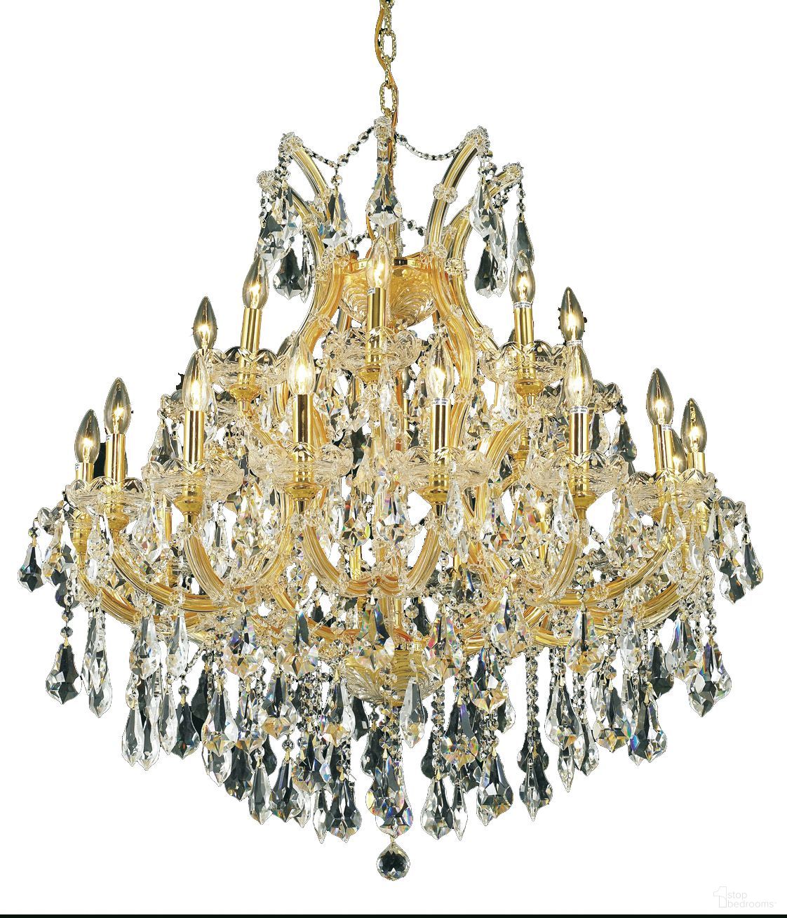 2801D36G/RC Maria Theresa 36" Gold 24 Light Chandelier With Clear Royal Cut Crystal Trim