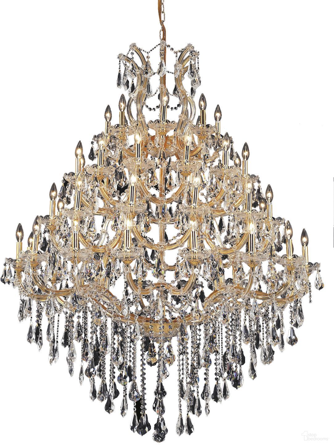2801G46G/RC Maria Theresa 46" Gold 49 Light Chandelier With Clear Royal Cut Crystal Trim