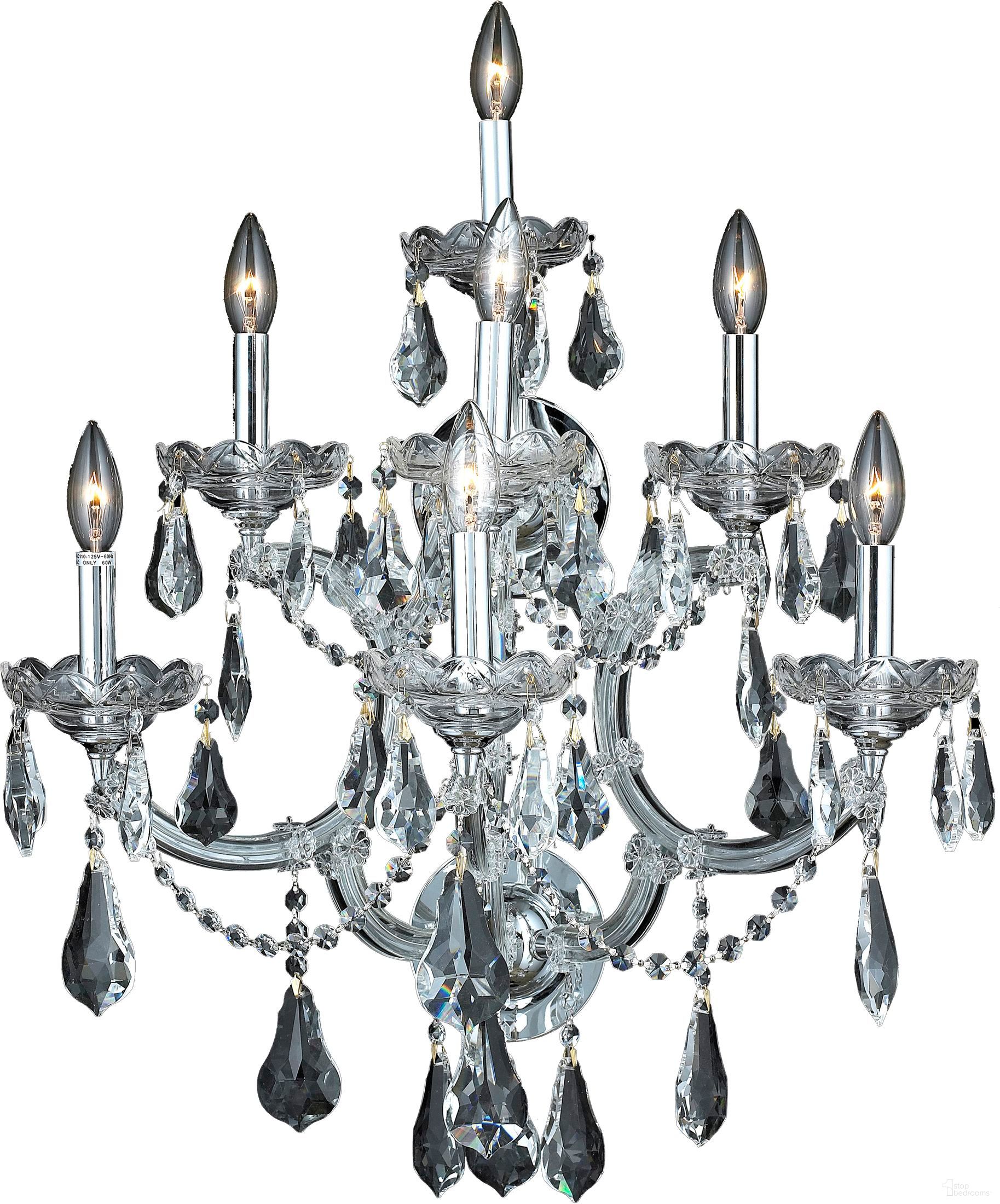 2801w7cRc Maria Theresa 22" Chrome 7 Light Wall Sconce With Clear Royal Cut Crystal Trim