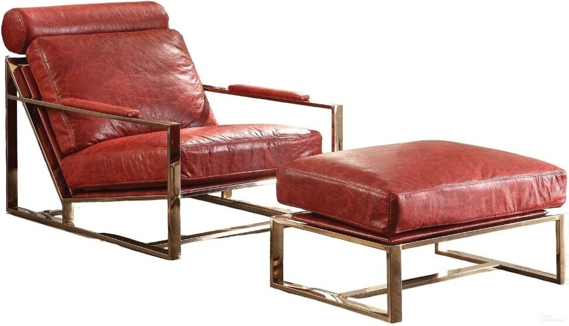 The appearance of 29 Inch Top Grain Leather Arm Chair In Gold and Red designed by Homeroots in the traditional interior design. This gold and red piece of furniture  was selected by 1StopBedrooms from  to add a touch of cosiness and style into your home. Sku: 374237. Material: Genuine Leather.