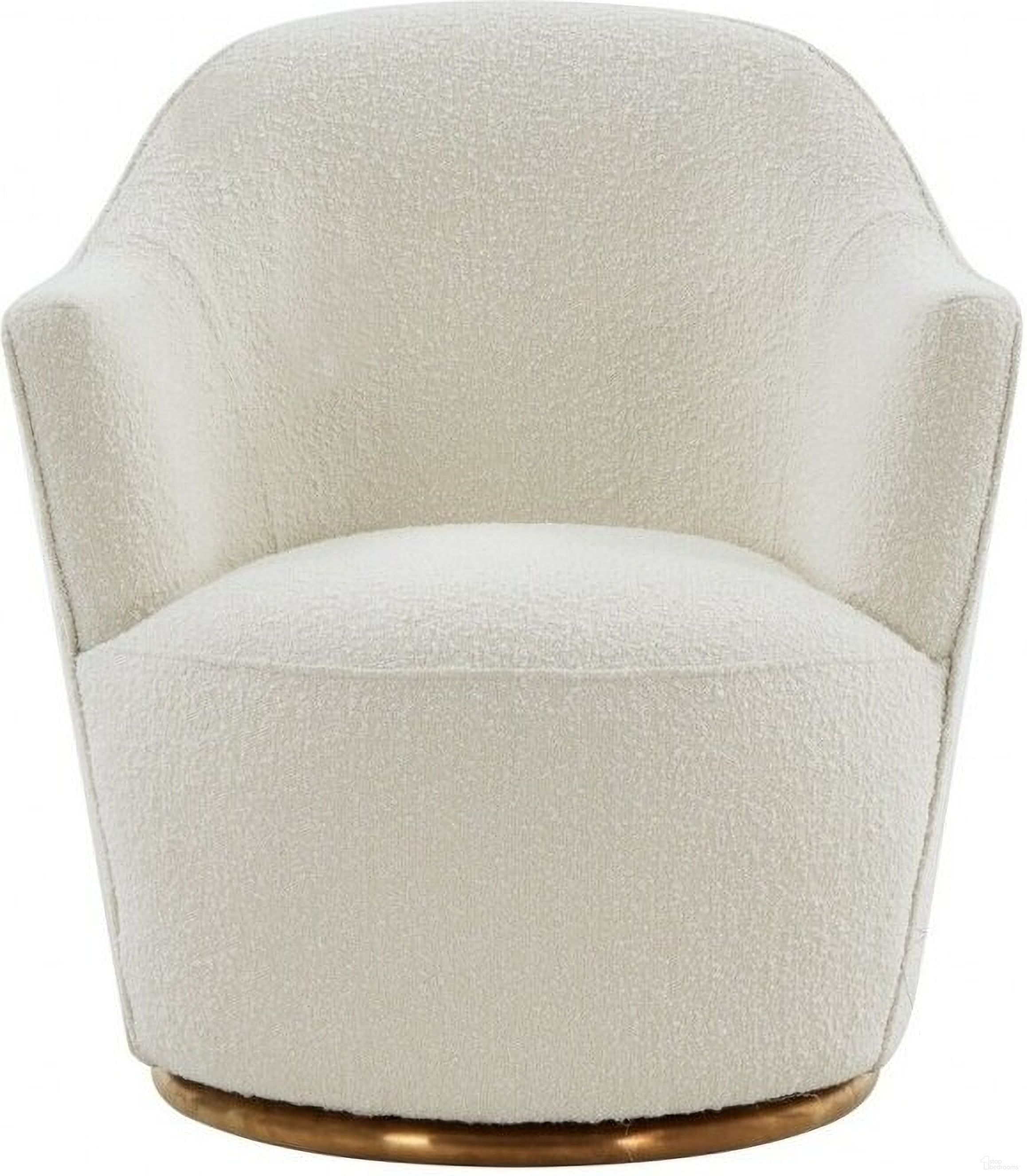 The appearance of 29 Inch Upholstered Swivel Barrel Chair In White and Gold designed by Homeroots in the modern / contemporary interior design. This white and gold piece of furniture  was selected by 1StopBedrooms from  to add a touch of cosiness and style into your home. Sku: 473849. Material: Fabric.