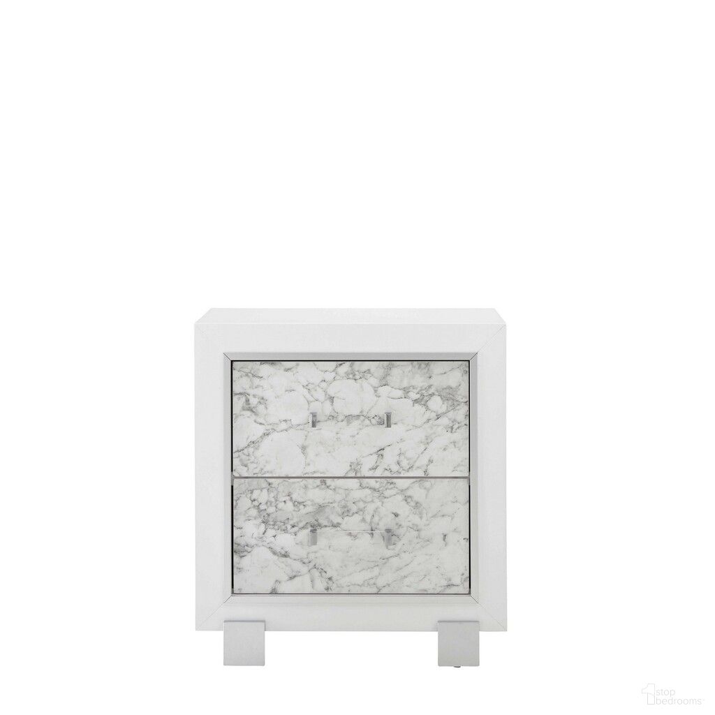 29 Inch Wood Two Drawer Nightstand In White