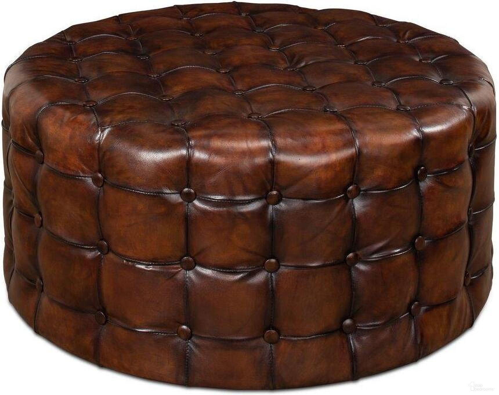 The appearance of 29549 Brown Leather Tufted Ottoman designed by Sarreid in the traditional interior design. This brown piece of furniture was selected by 1StopBedrooms from to add a touch of cosiness and style into your home. Sku: 29549. Material: Leather.