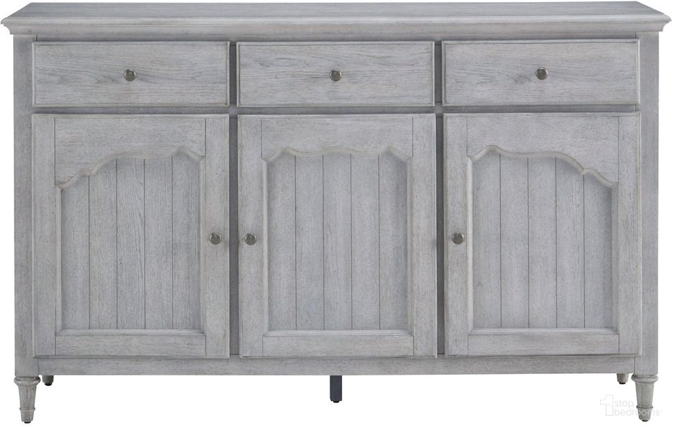 The appearance of 3-Door Credenza with Storage Drawers In Gray designed by Pulaski in the country / farmhouse interior design. This gray piece of furniture  was selected by 1StopBedrooms from Pulaski Accents Collection to add a touch of cosiness and style into your home. Sku: P301786. Material: Hickory.