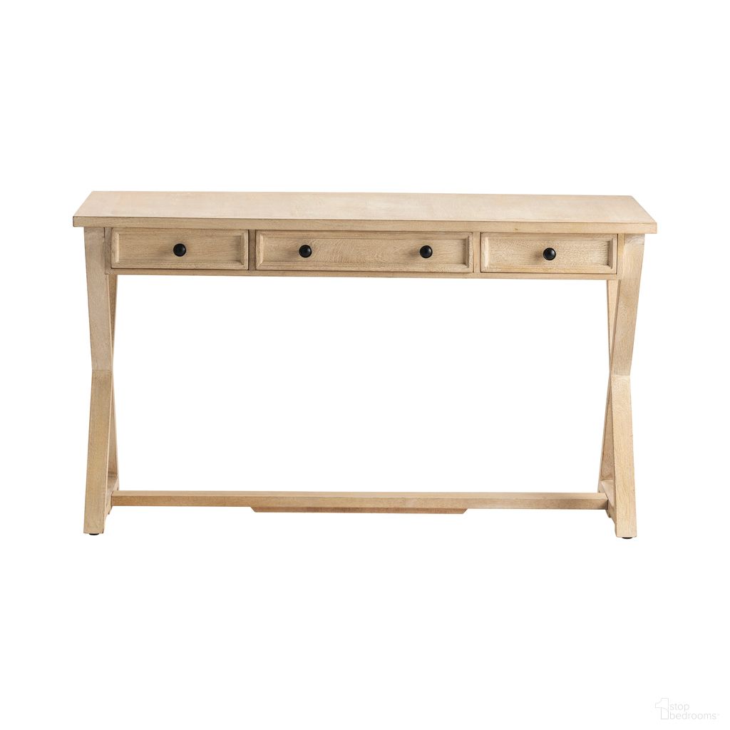 The appearance of 3 Drawer Acacia Writing Desk In Tan designed by Crestview Collection in the coastal interior design. This tan piece of furniture was selected by 1StopBedrooms from to add a touch of cosiness and style into your home. Sku: CVFNR514. Material: Solid Wood.