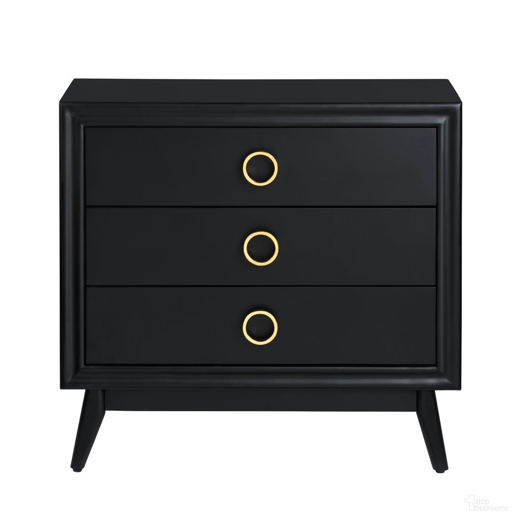 The appearance of 3-Drawer Accent Chest In Black designed by Crestview Collection in the transitional interior design. This black piece of furniture was selected by 1StopBedrooms from to add a touch of cosiness and style into your home. Sku: CVFVR8437. Material: Solid Wood.