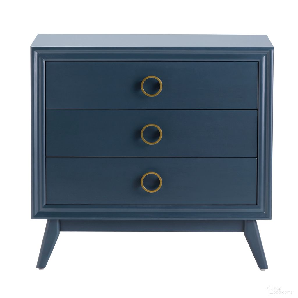 The appearance of 3-Drawer Accent Chest In Navy designed by Crestview Collection in the transitional interior design. This navy piece of furniture was selected by 1StopBedrooms from to add a touch of cosiness and style into your home. Sku: CVFZR4592. Material: MDF.