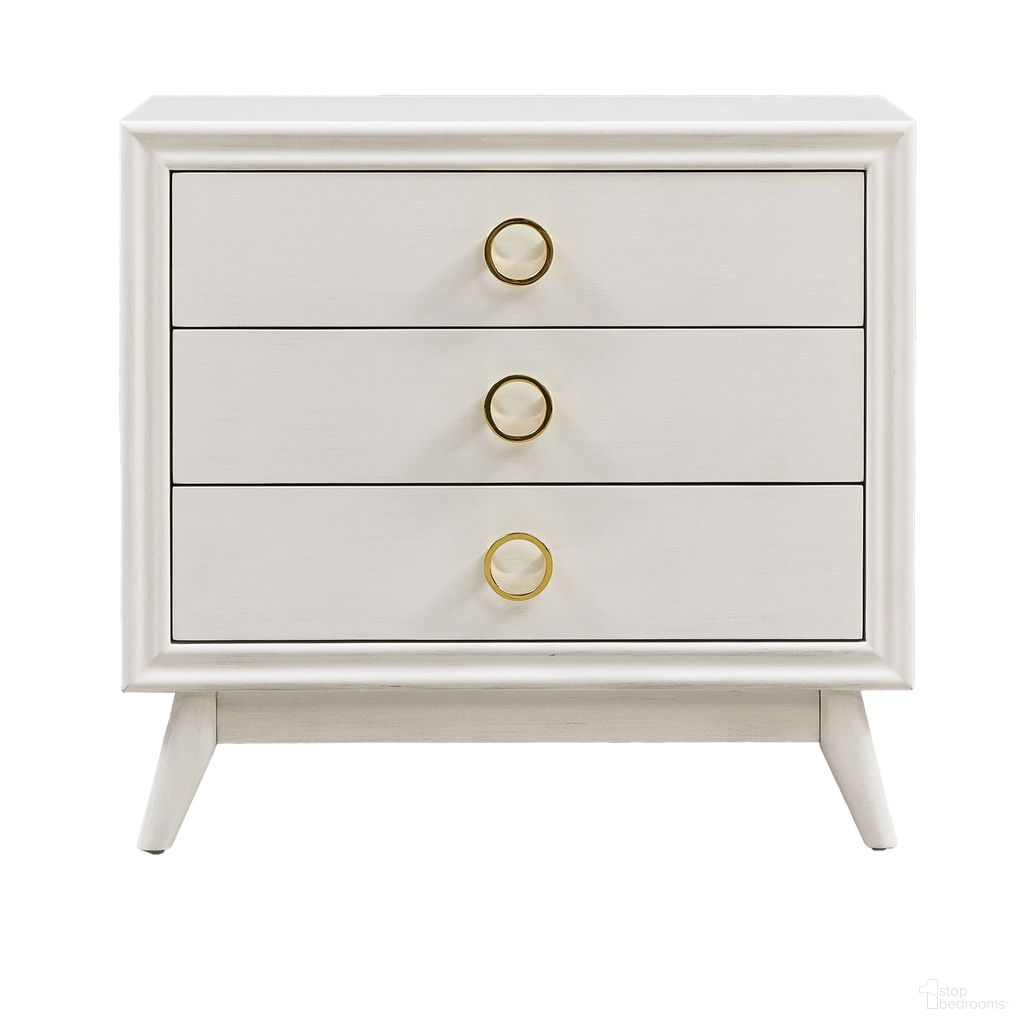 The appearance of 3-Drawer Accent Chest In White designed by Crestview Collection in the transitional interior design. This white piece of furniture  was selected by 1StopBedrooms from  to add a touch of cosiness and style into your home. Sku: CVFVR8572. Material: Solid Wood.