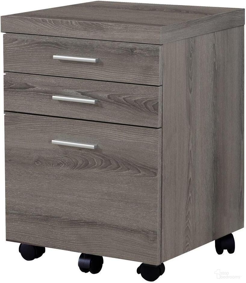 3 Drawer Filing Cabinet In Dark Taupe On Castors