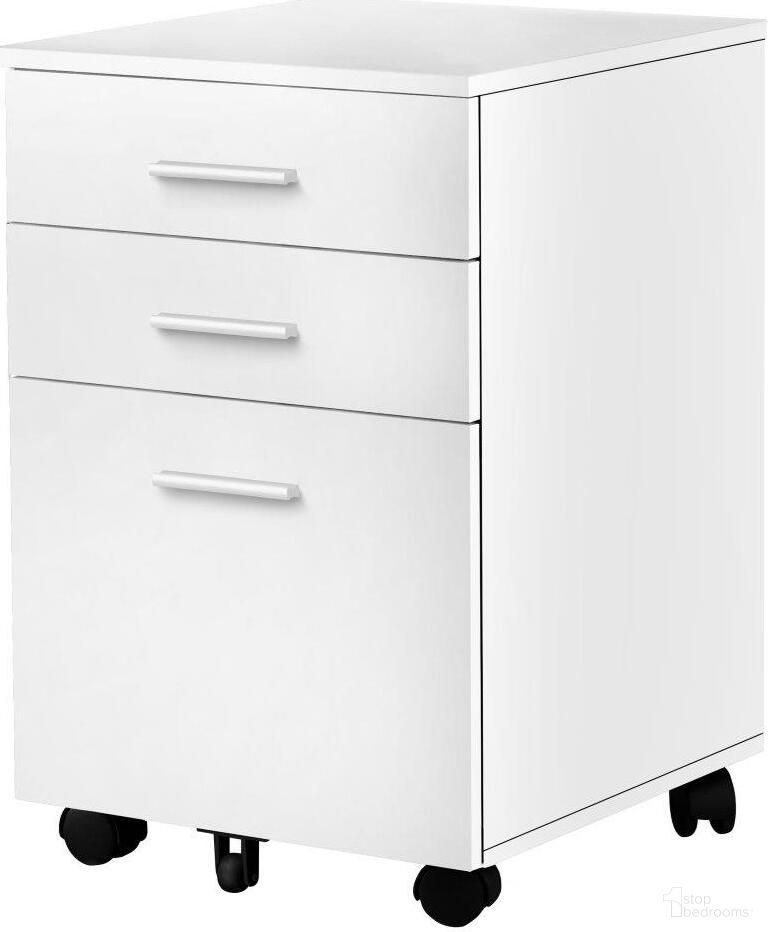3 Drawer Filing Cabinet In White On Castors I 7780