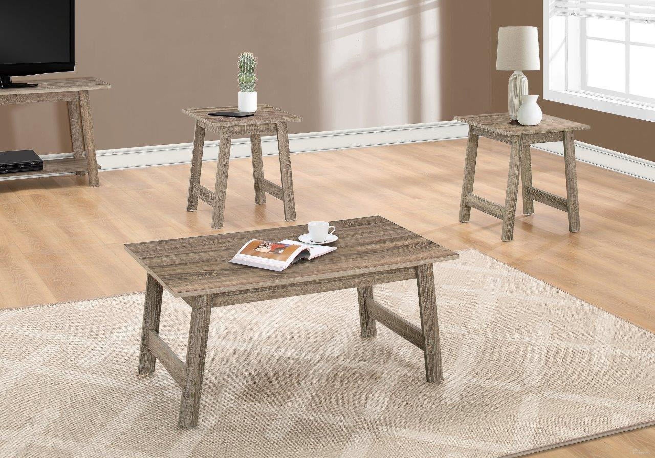 3 Piece Occasional Table Set In Dark Taupe I 7931P