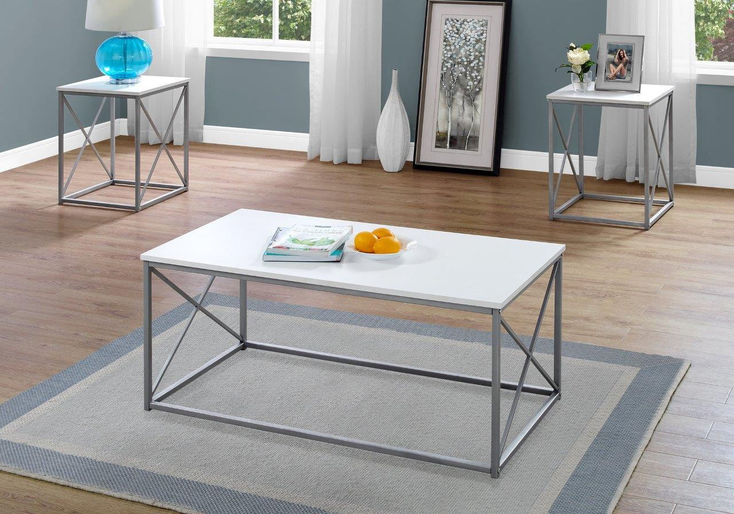The appearance of 3 Piece Occasional Table Set In White I 7951P designed by Monarch Specialties in the modern / contemporary interior design. This white piece of furniture was selected by 1StopBedrooms from to add a touch of cosiness and style into your home. Sku: I 7951P. Material: MDF.
