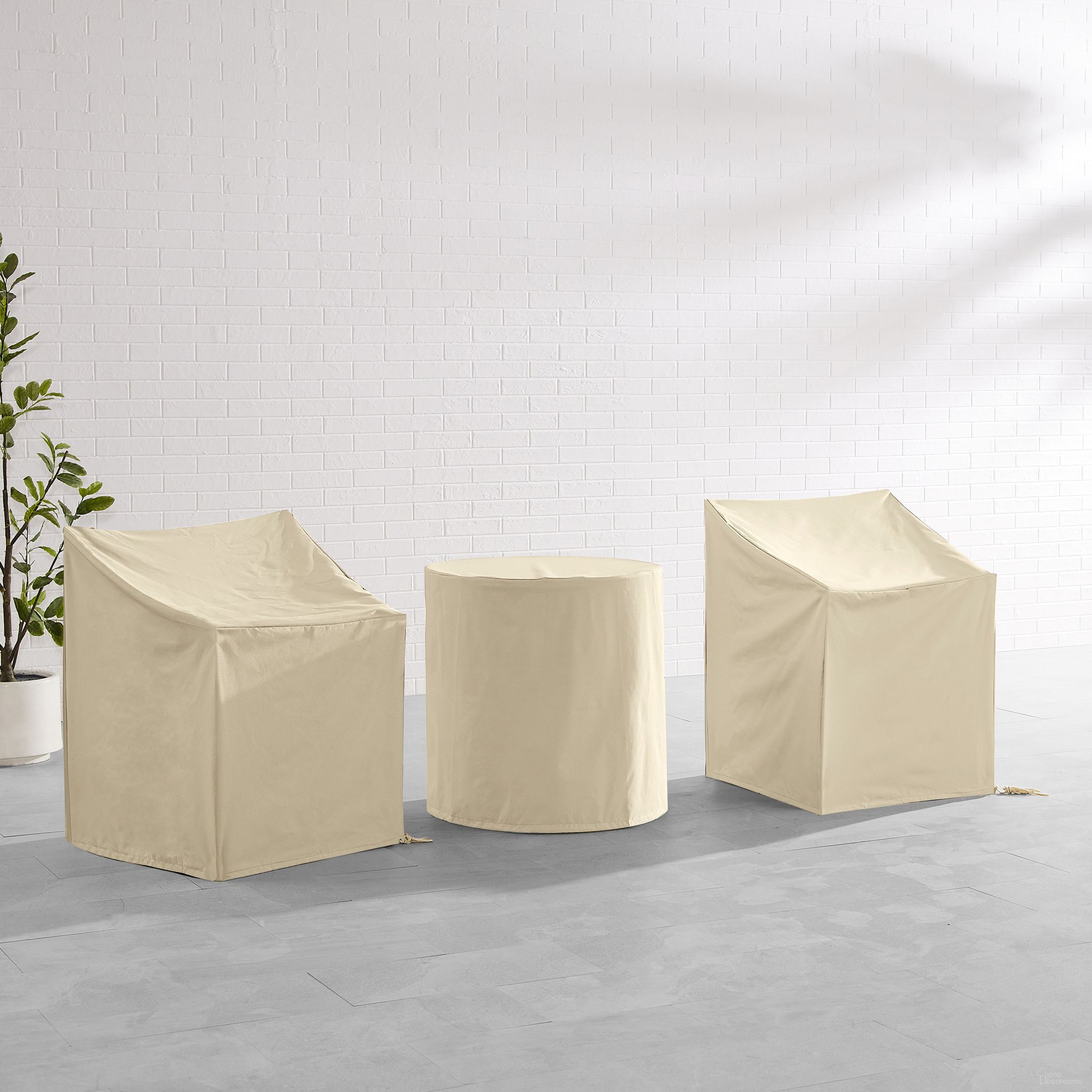 The appearance of 3 Piece Outdoor Bistro Furniture Cover Set In Tan designed by Crosley Brands in the modern / contemporary interior design. This tan piece of furniture  was selected by 1StopBedrooms from Furniture Covers Collection to add a touch of cosiness and style into your home. Sku: CO7509-TA;CO7513-TA. Material: PVC.