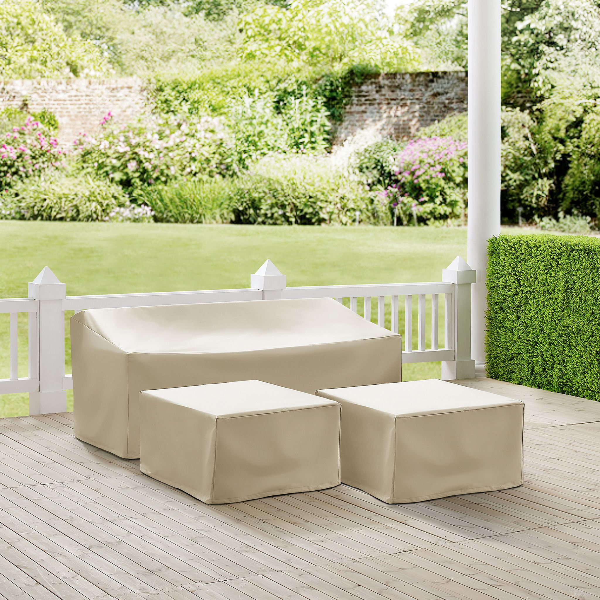 The appearance of 3 Piece Outdoor Sectional Furniture Cover Set In Tan designed by Crosley Brands in the modern / contemporary interior design. This tan piece of furniture  was selected by 1StopBedrooms from Furniture Covers Collection to add a touch of cosiness and style into your home. Sku: CO7507-TA;CO7507-TA;CO7503-TA. Material: PVC.