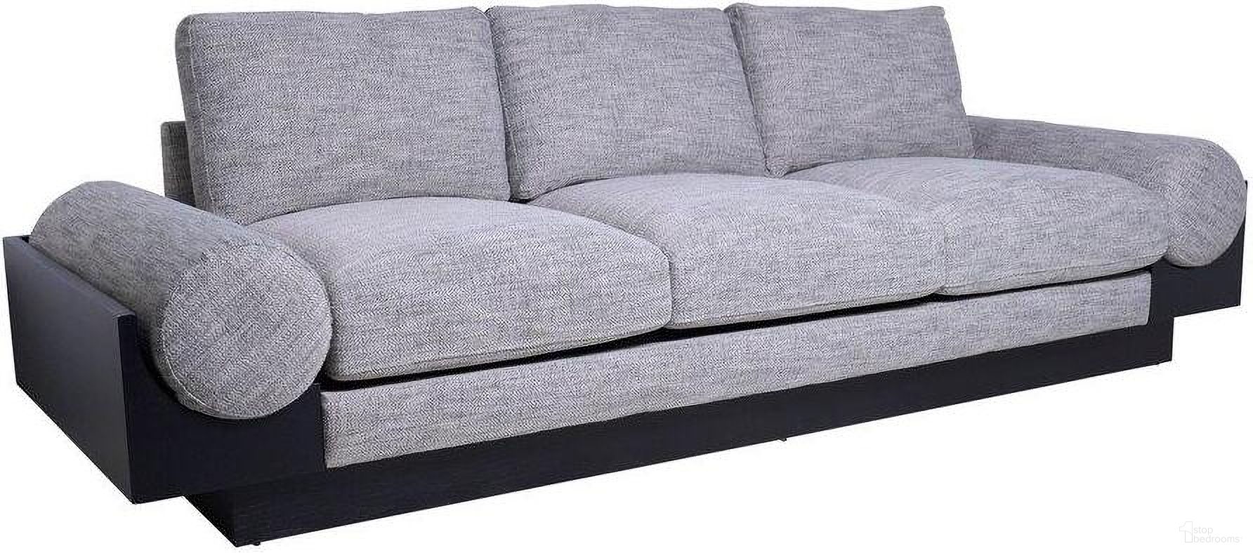 3- Seater Bolster Sofa With Black Wood Base In Tan/Black