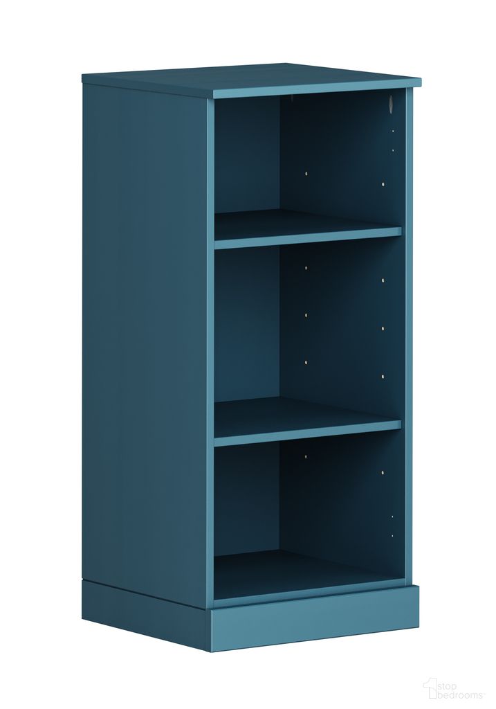 3-Shelf Bookcase with Adjustable Shelves In Teal Blue