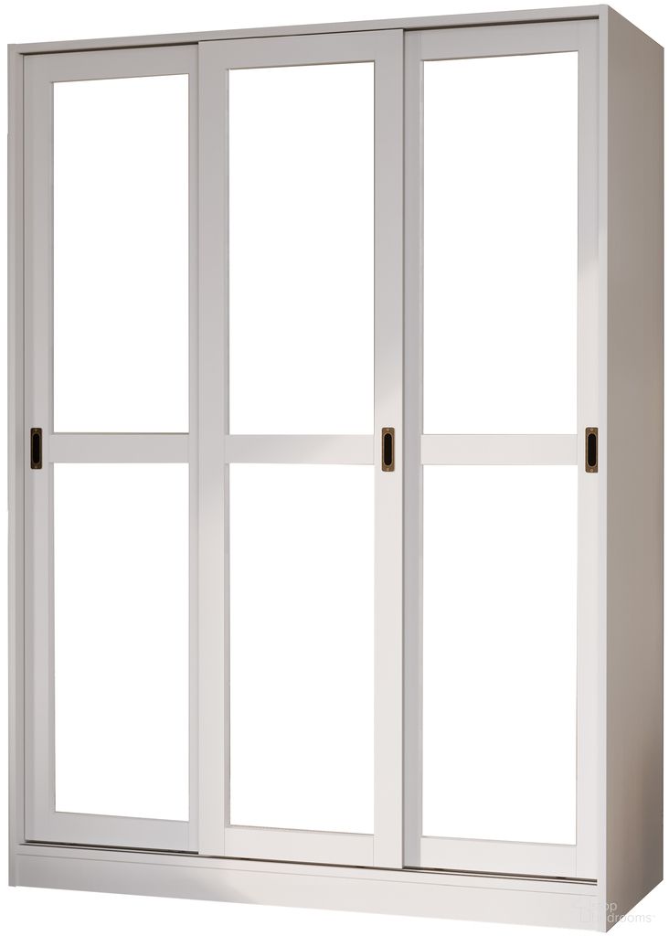 The appearance of 3-Sliding Wardrobe with Mirrored Doors In White designed by Palace Imports in the modern / contemporary interior design. This white piece of furniture  was selected by 1StopBedrooms from Sliding Collection to add a touch of cosiness and style into your home. Sku: 5671M. Material: Solid Pine Wood.