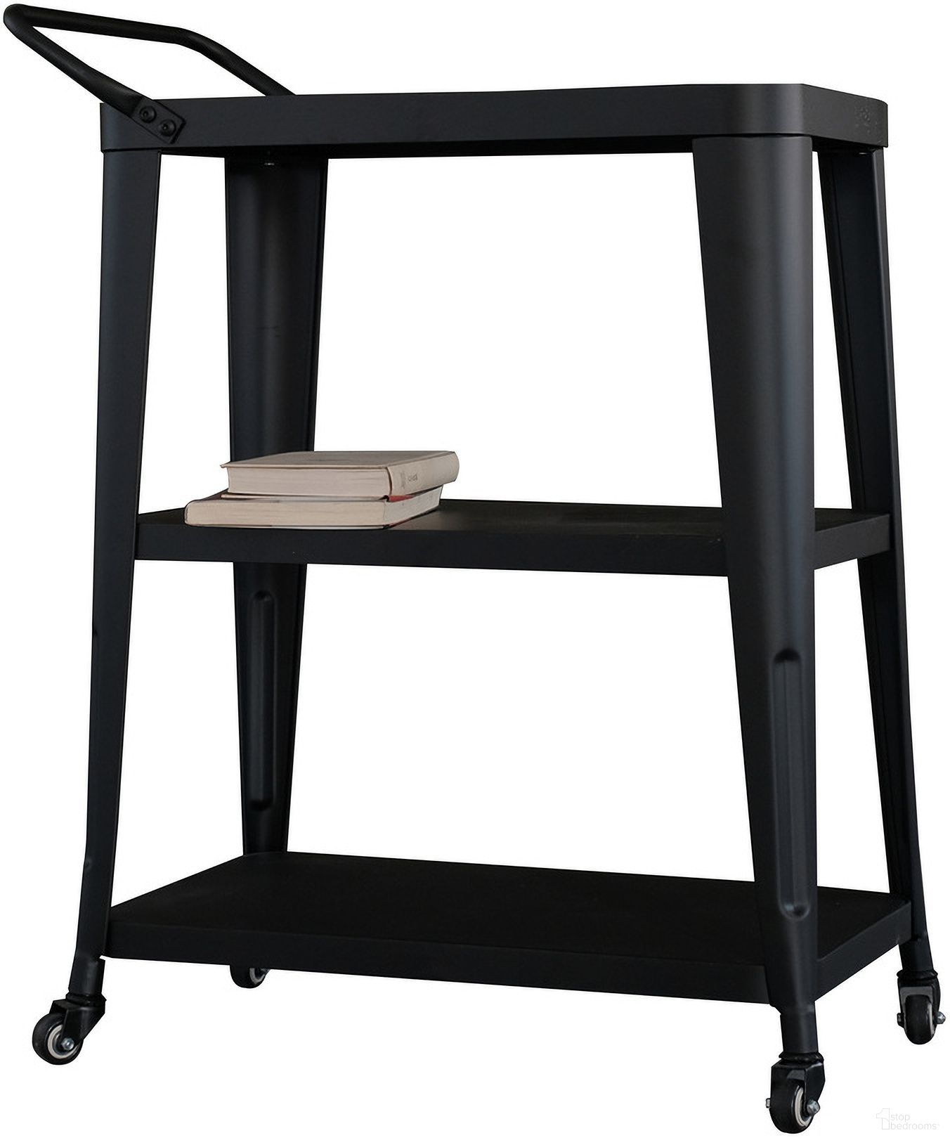 3-Tiered Dining Cart with Swivel Wheels In Black