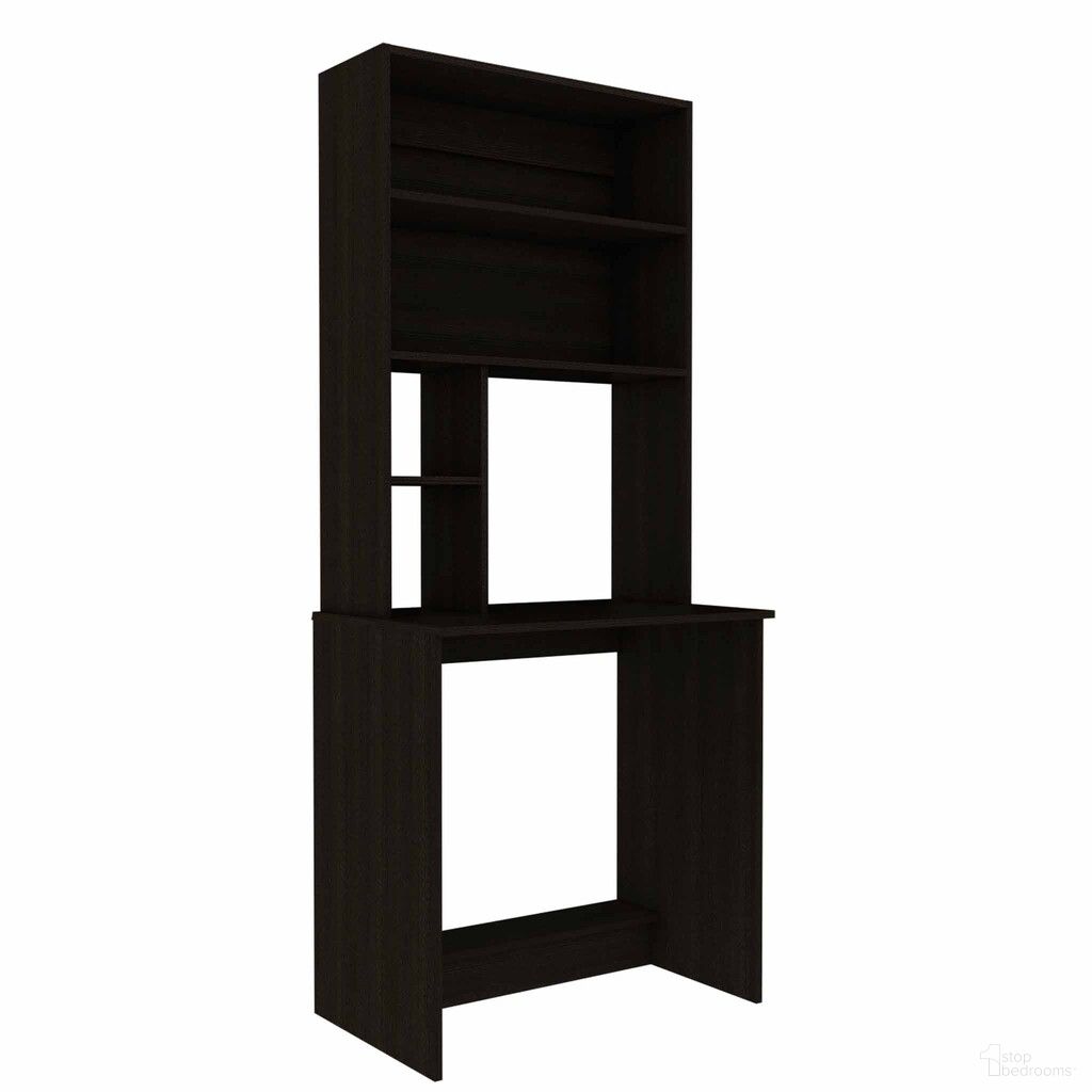 30 Inch Computer Desk with Hutch In Black
