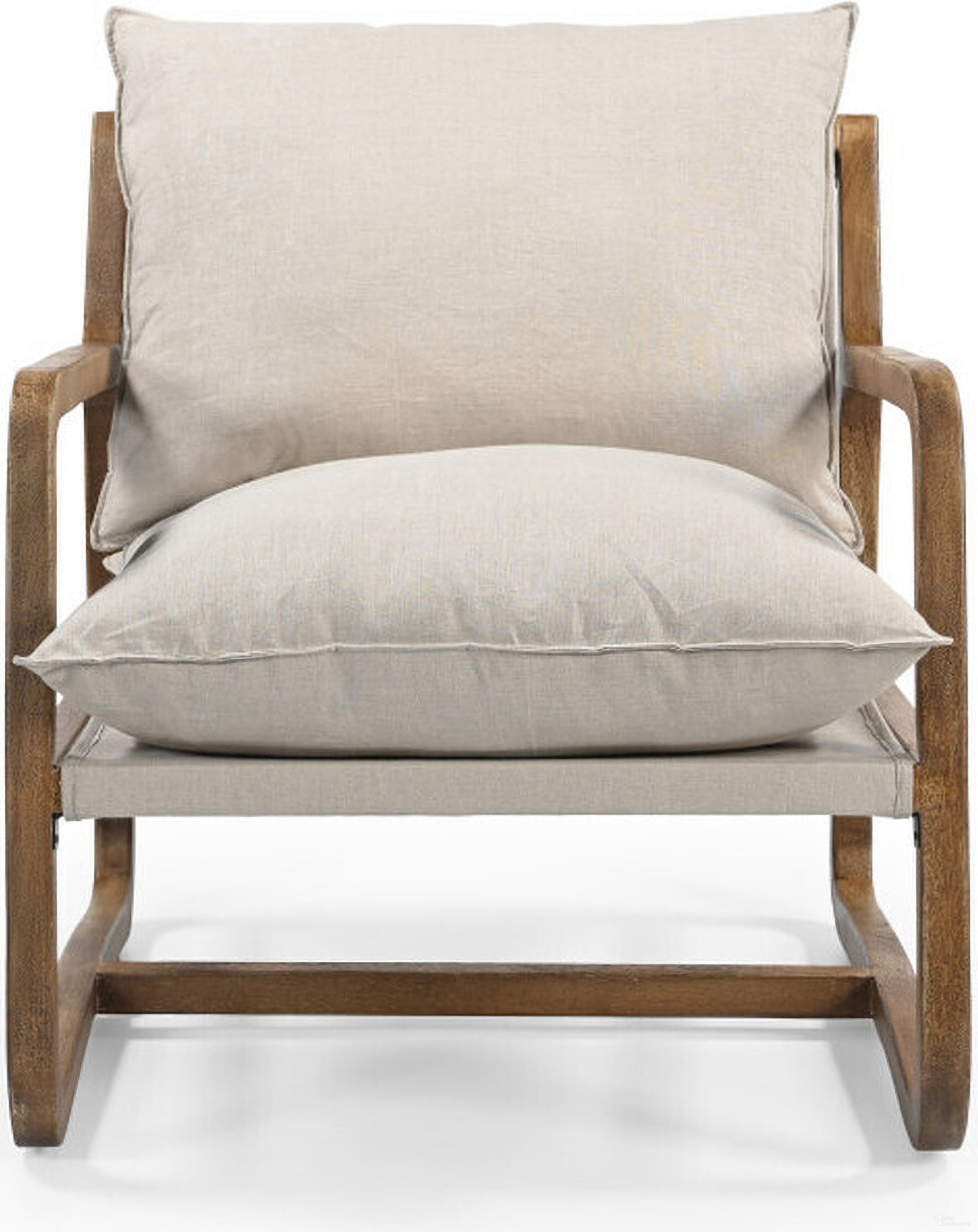 30 Inch Linen Arm Chair In Beige and Natural