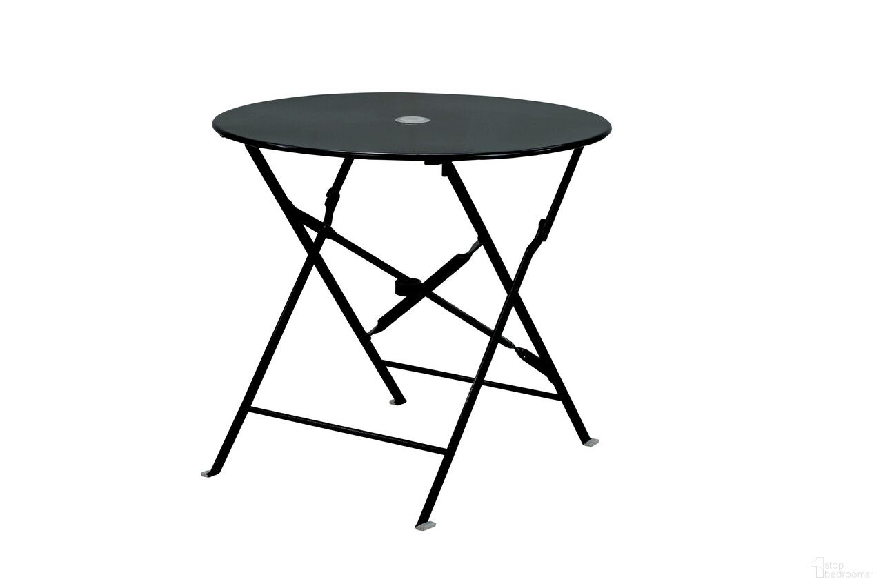 The appearance of 30 Inch Rounded Aluminum Folding Outdoor Bistro Table with Umbrella Hole In Black designed by Homeroots in the modern / contemporary interior design. This black piece of furniture was selected by 1StopBedrooms from to add a touch of cosiness and style into your home. Sku: 606428. Material: Aluminum.