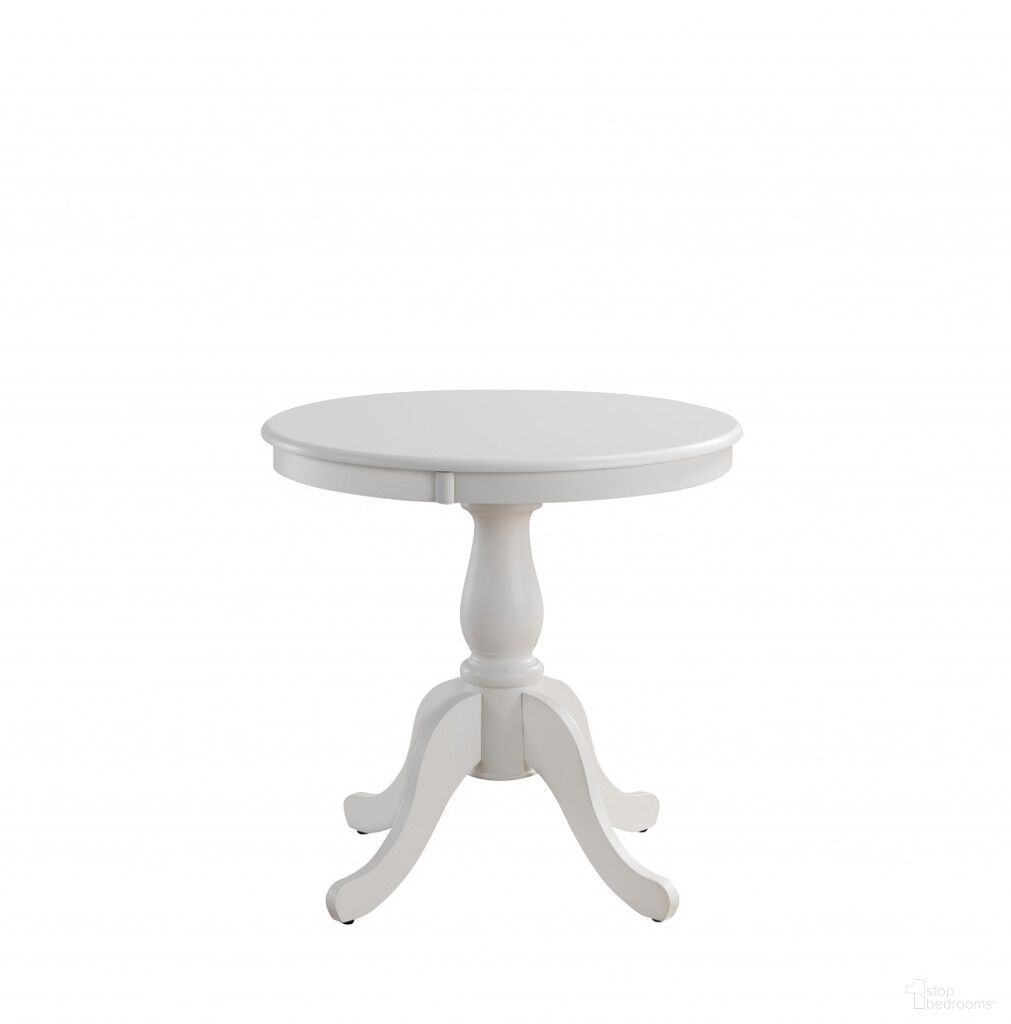 30 Inch Rounded Solid Manufactured Wood Pedestal Base Dining Table In White