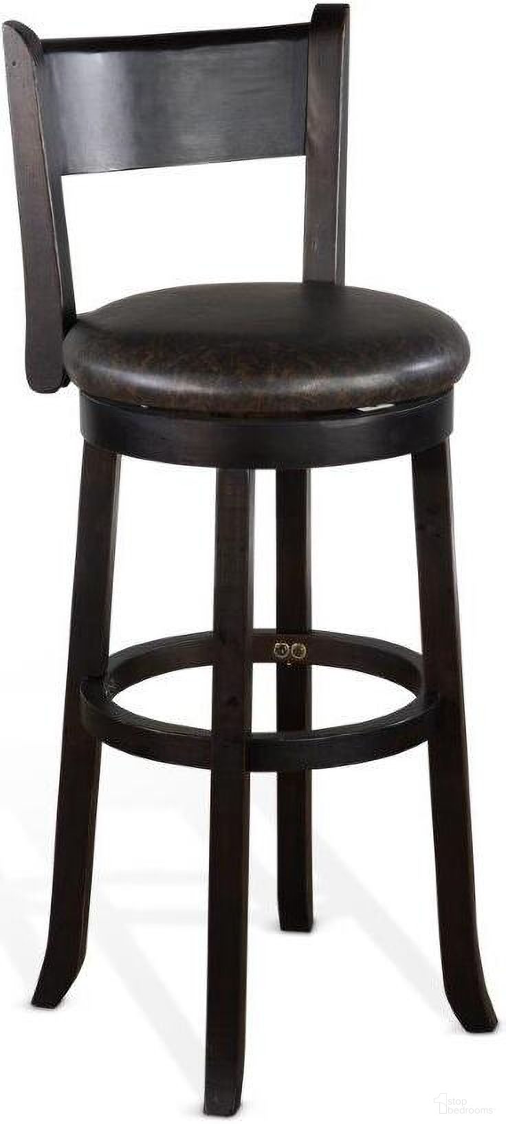The appearance of Scottsdale Swivel Barstool with Cushion Seat and Back Set of 2 In Black Walnut designed by Sunny Designs in the traditional interior design. This black walnut piece of furniture was selected by 1StopBedrooms from Scottsdale Collection to add a touch of cosiness and style into your home. Sku: 1646BW-B30. Material: Solid Wood.
