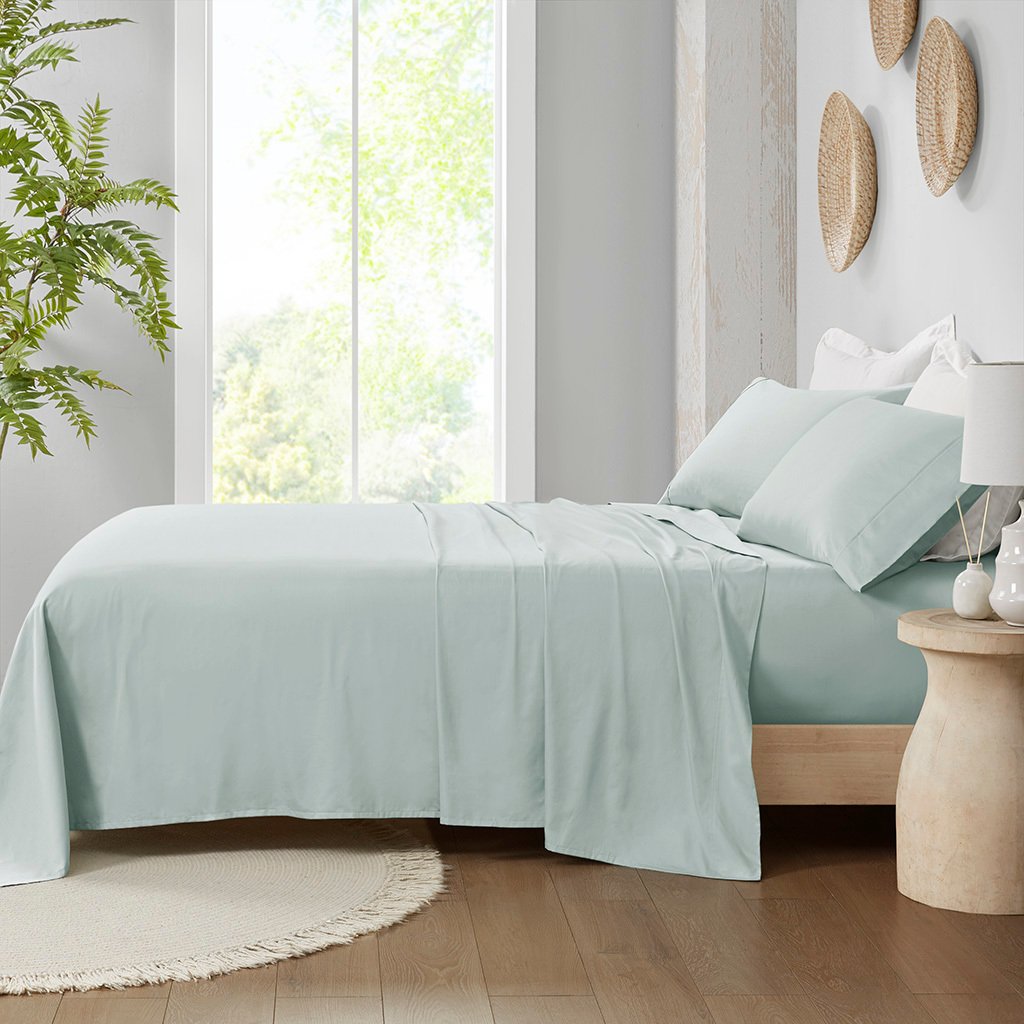 300 Thread Count Organic Cotton Deep Pocket King Sheet Set In Aqua by ...