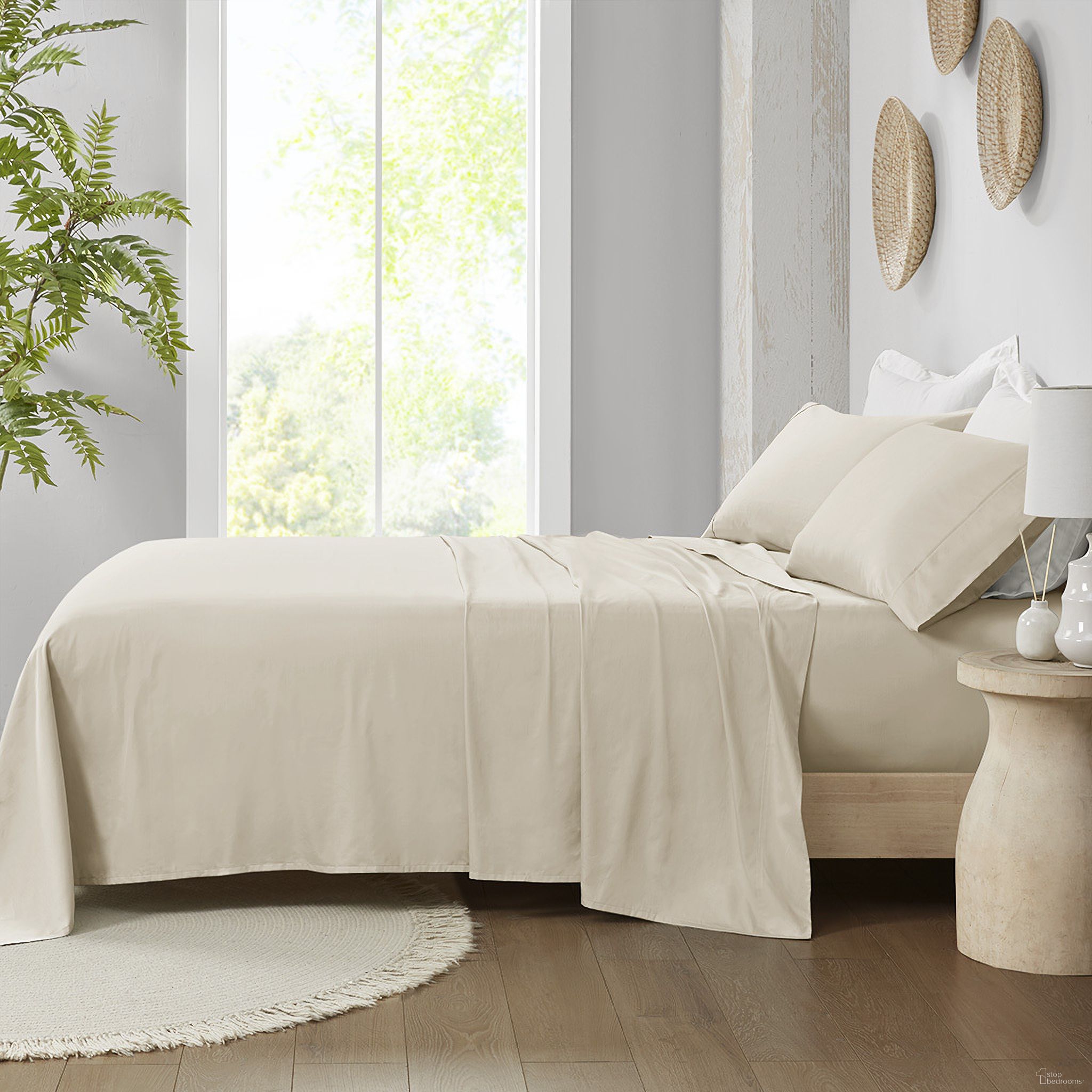300 Thread Count Organic Cotton Deep Pocket 4 Piece Queen Sheet Set In Taupe