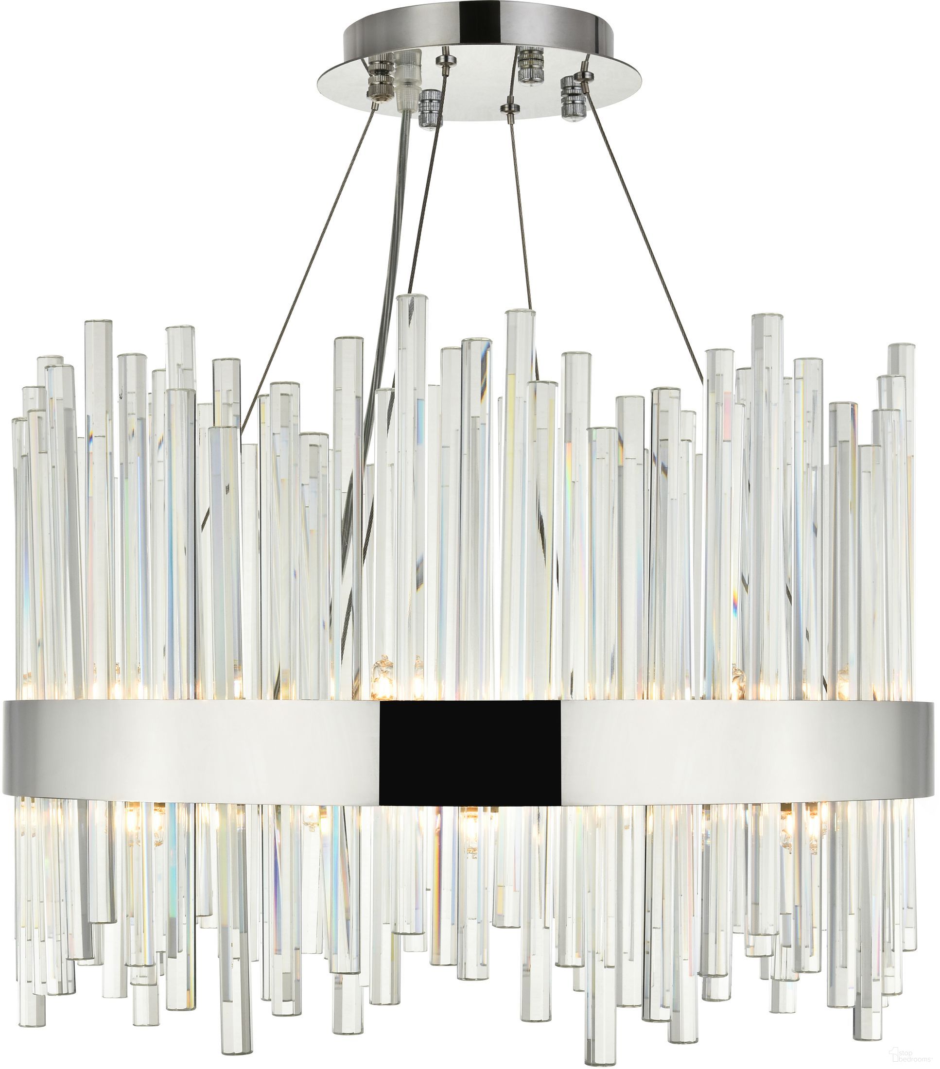 The appearance of Dallas 20" Chrome 14 Light Chandelier With Clear Royal Cut Crystal Trim designed by Elegant Lighting in the glam interior design. This chrome piece of furniture  was selected by 1StopBedrooms from Dallas Collection to add a touch of cosiness and style into your home. Sku: 3000D20C. Material: Metal.