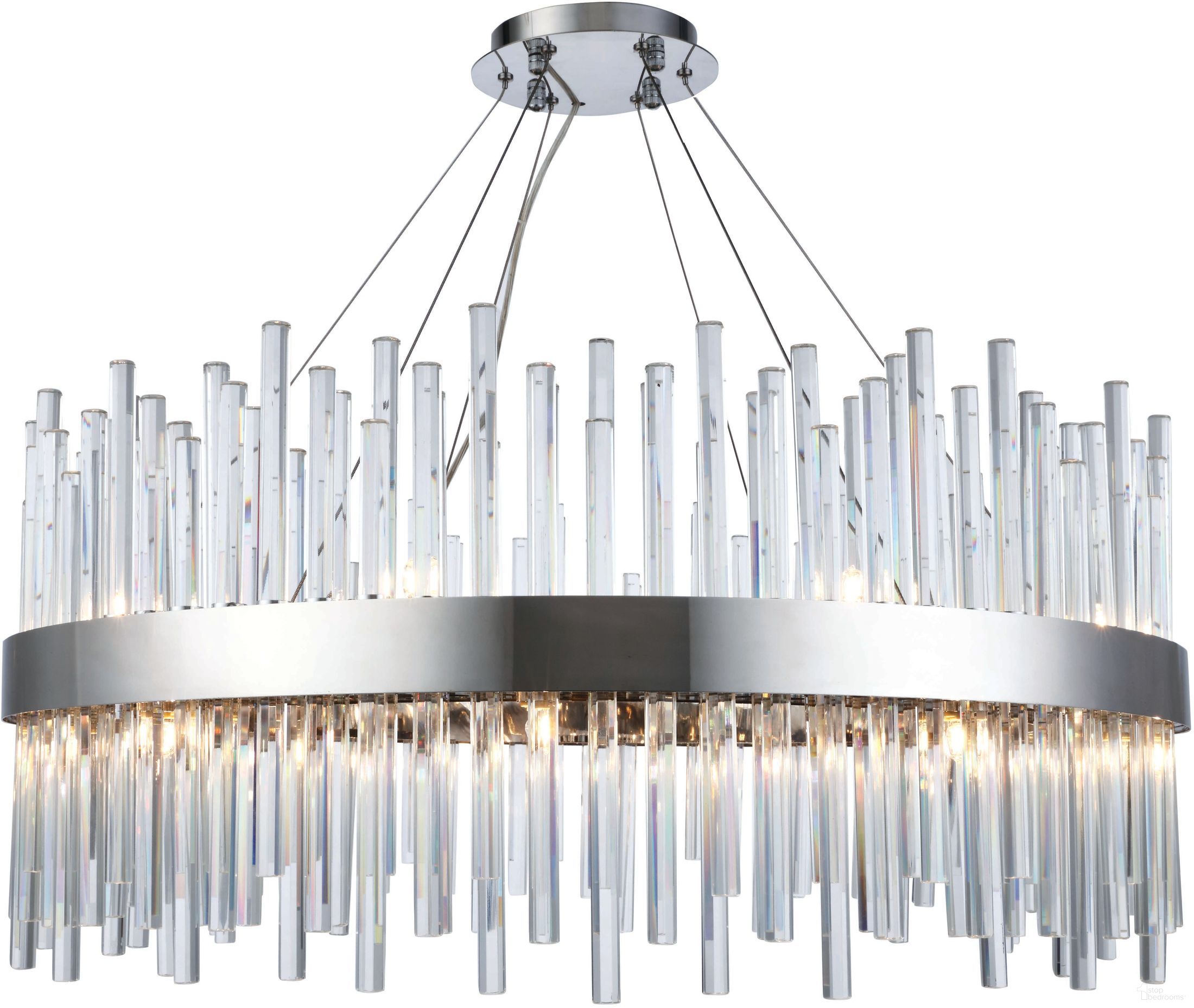The appearance of Dallas 32" Chrome 18 Light Chandelier With Clear Royal Cut Crystal Trim designed by Elegant Lighting in the glam interior design. This chrome piece of furniture  was selected by 1StopBedrooms from Dallas Collection to add a touch of cosiness and style into your home. Sku: 3000D32C. Material: Metal.