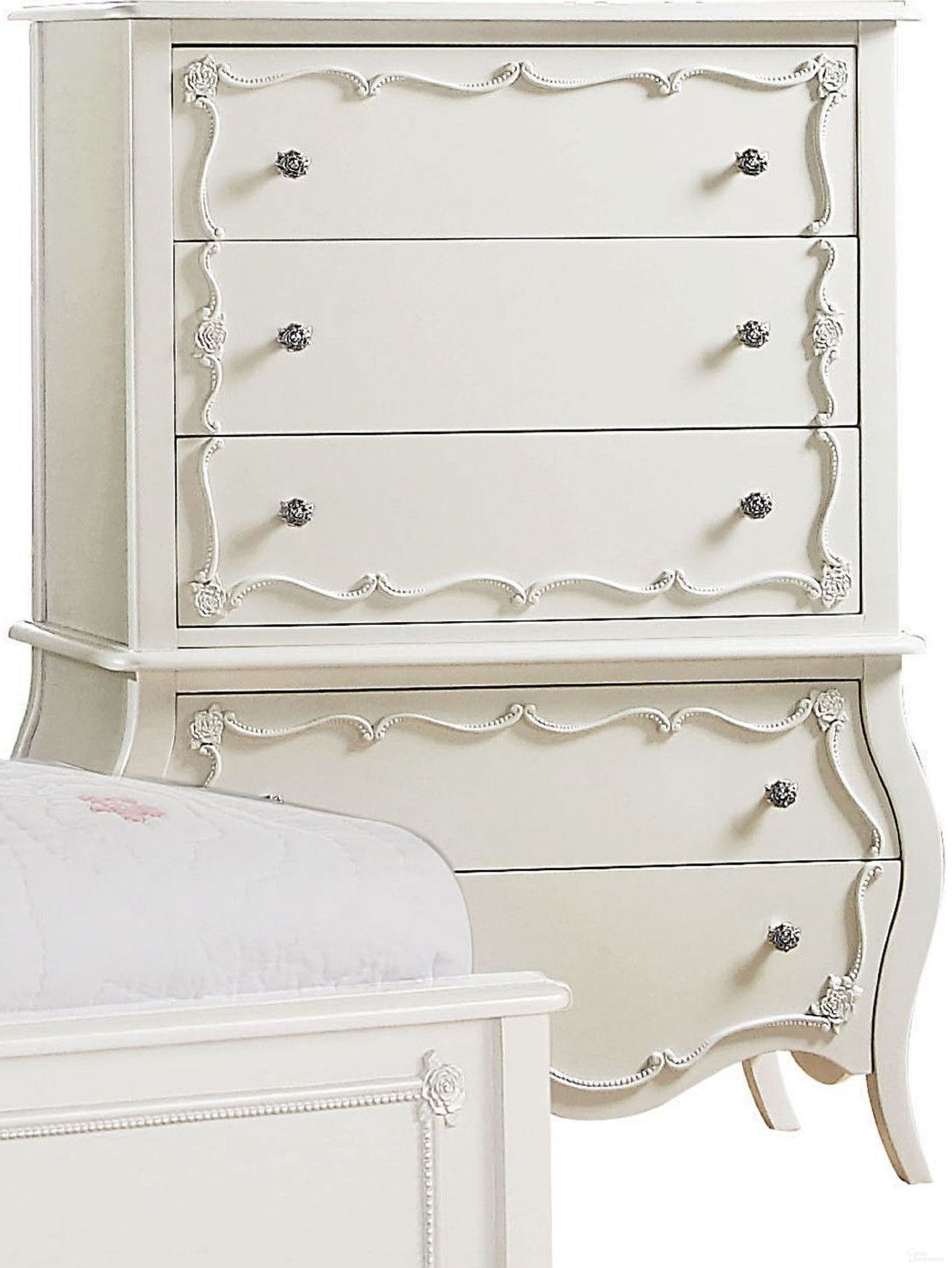 The appearance of Edalene Pearl White Chest designed by ACME in the transitional interior design. This white piece of furniture was selected by 1StopBedrooms from Edalene Collection to add a touch of cosiness and style into your home. Sku: 30515. Material: Wood.
