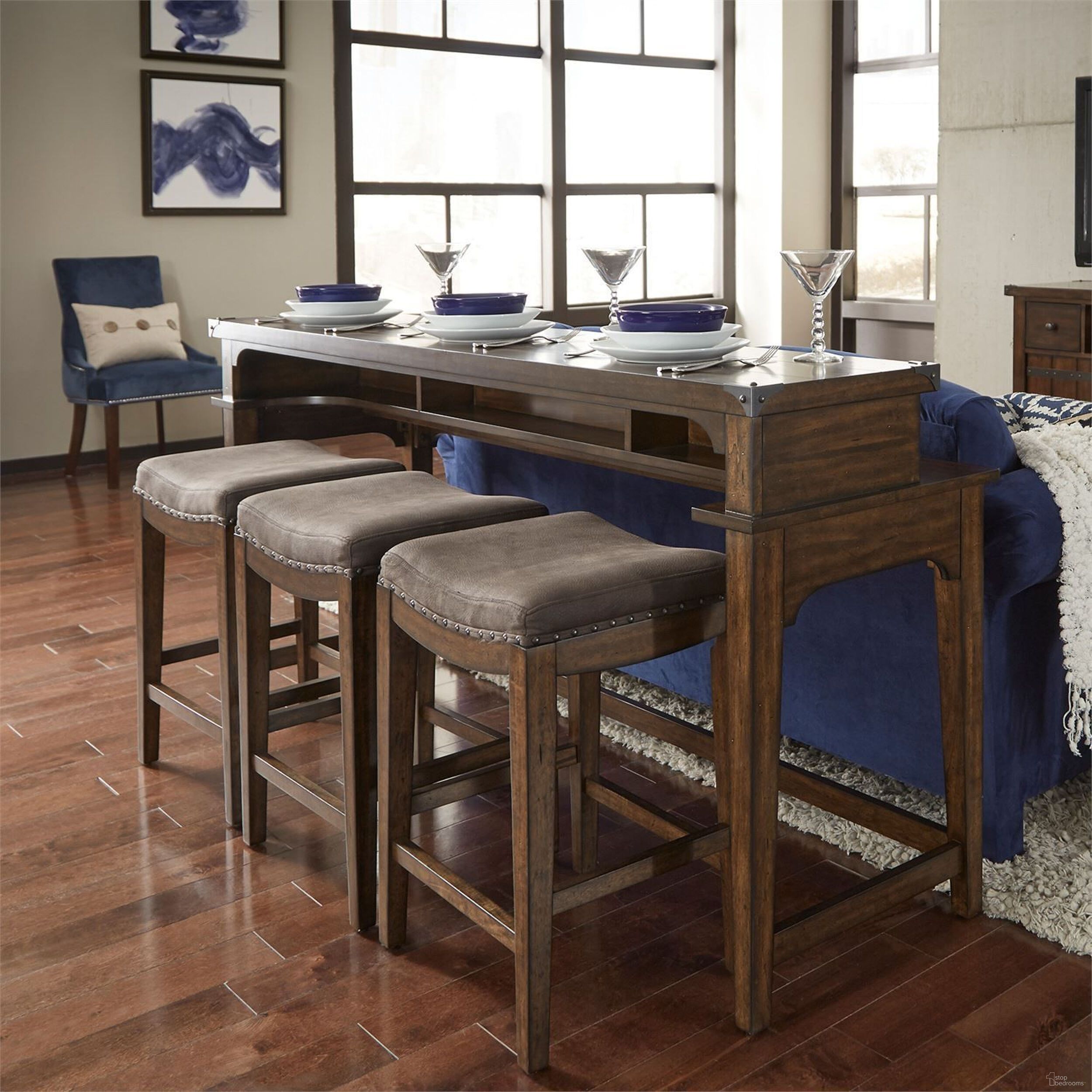 The appearance of Aspen Skies Russet Brown Console Bar Set designed by Liberty in the traditional interior design. This brown piece of furniture was selected by 1StopBedrooms from Aspen Skies Collection to add a touch of cosiness and style into your home. Sku: 316-OT7436;316-OT9001. Material: Pine.