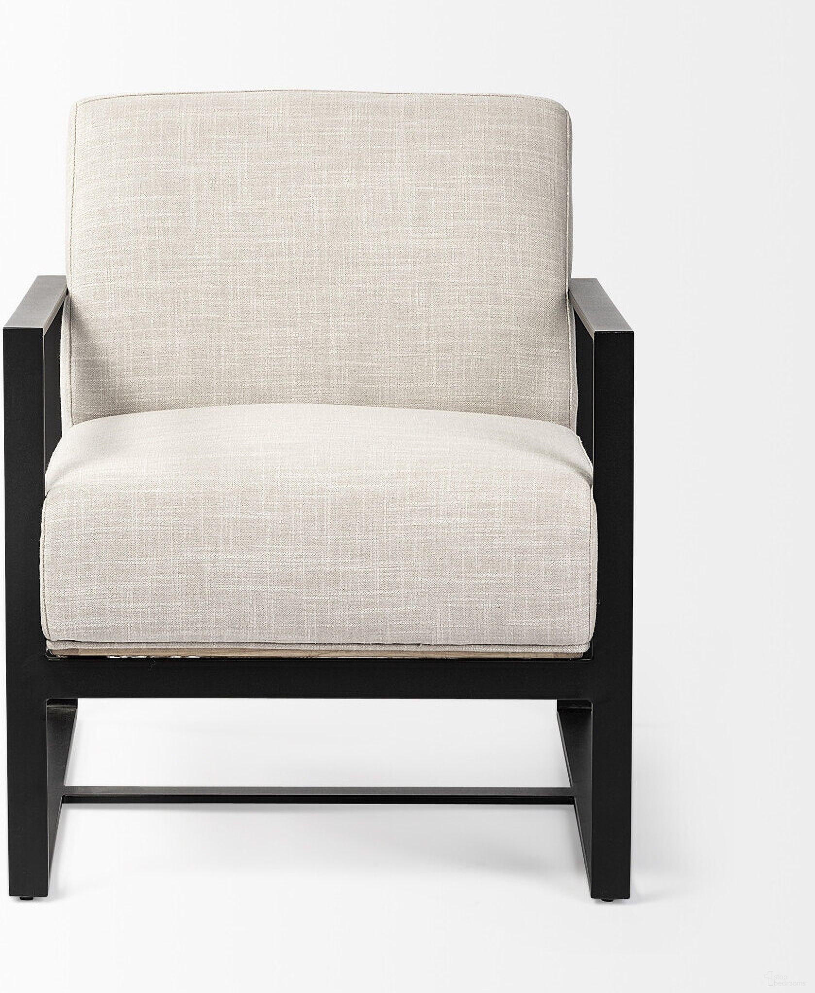 32 Inch Fabric Arm Chair In Cream and Black
