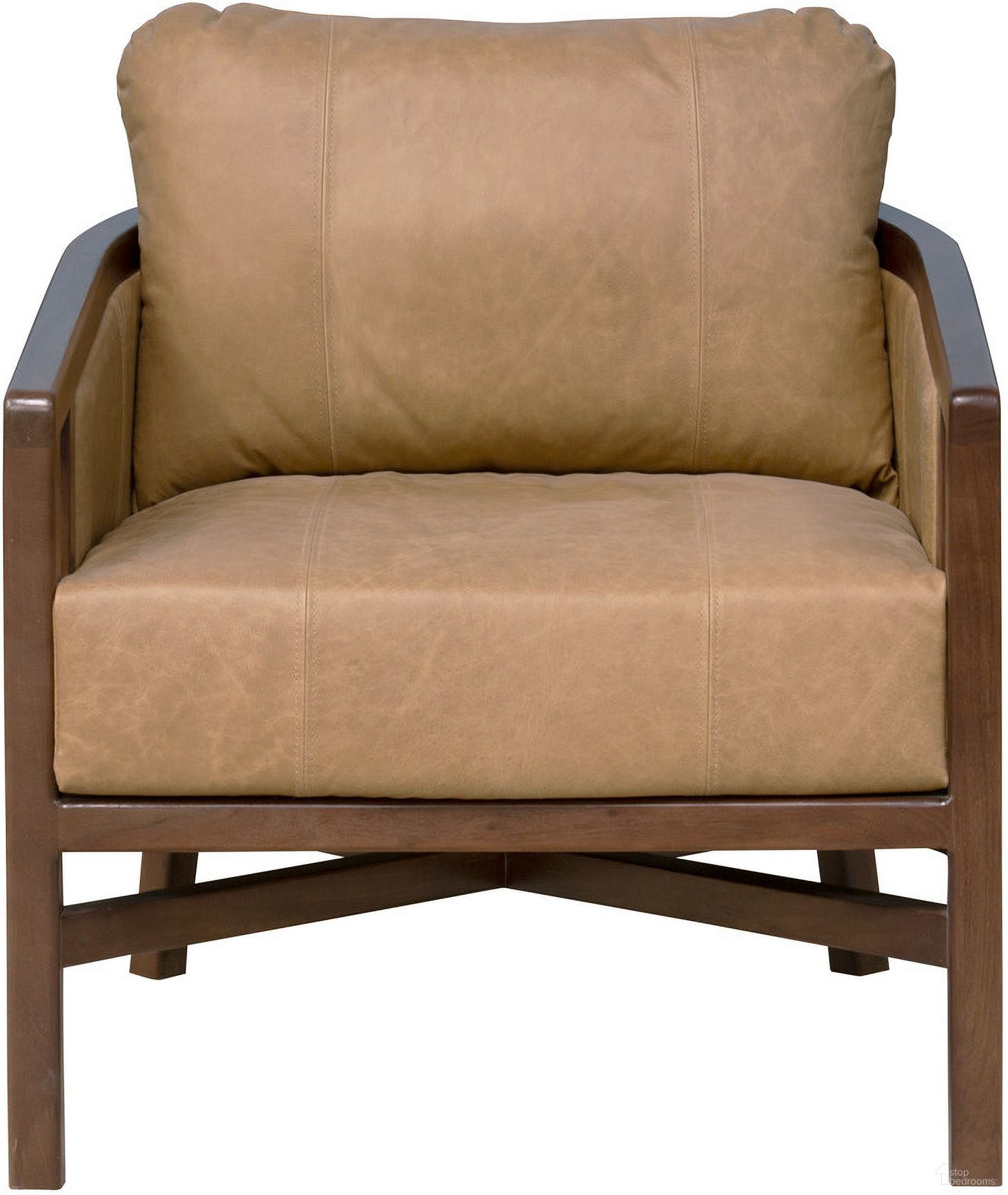 32 Inch Genuine Leather Arm Chair In Brown
