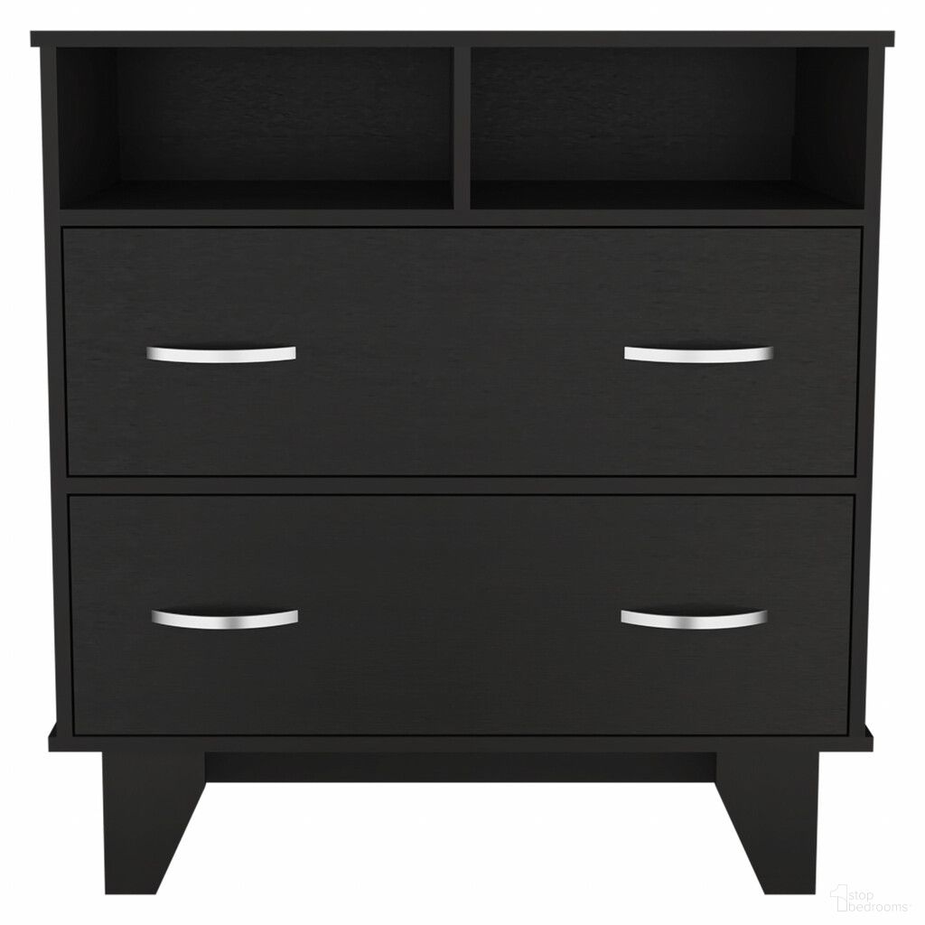 32 Inch Manufactured Wood Two Drawer Dresser In Black
