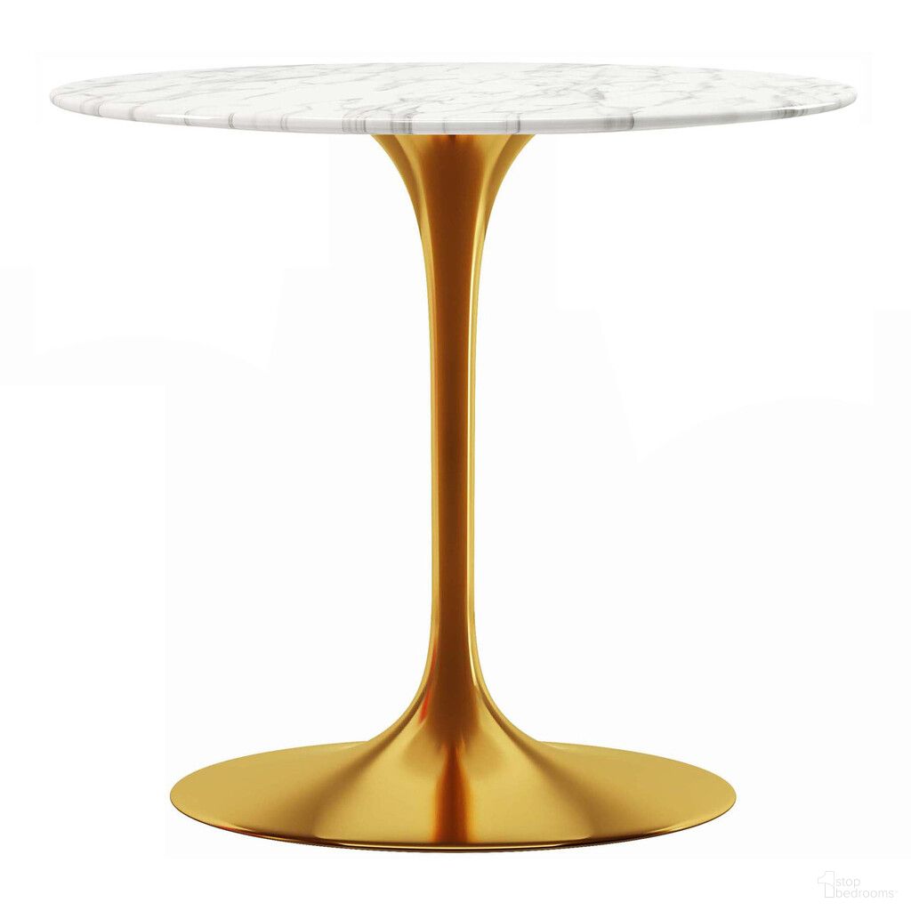 The appearance of 32 Inch Marble and Metal Dining Table In White and Gold designed by Homeroots in the modern / contemporary interior design. This white and gold piece of furniture  was selected by 1StopBedrooms from  to add a touch of cosiness and style into your home. Sku: 520850. Table Base Style: Pedestal. Table Top Shape: Round. Material: Metal. Size: 32".