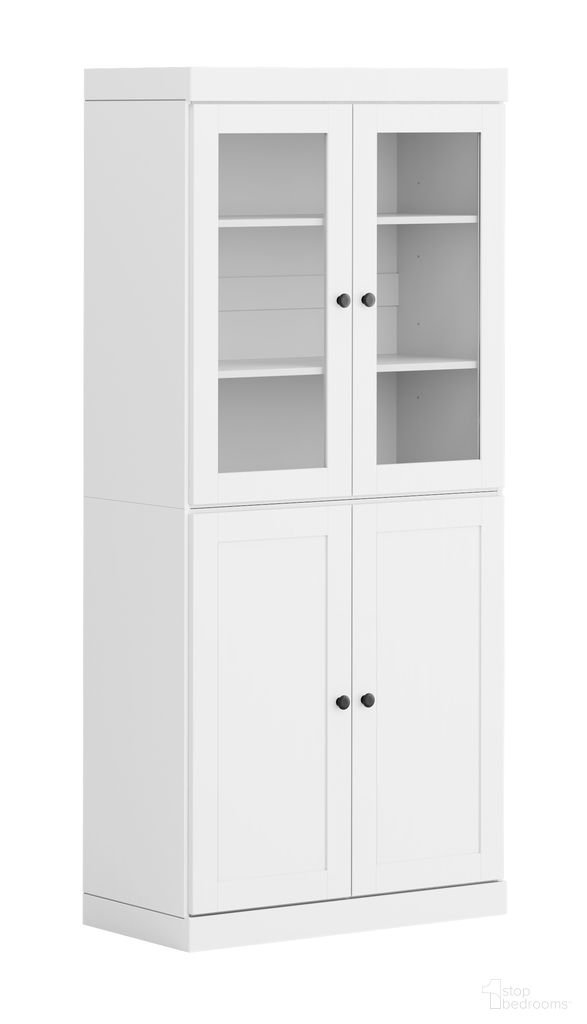 The appearance of 32 Inch Pantry Cabinet with Clear Glass and Shaker Doors In White designed by Palace Imports in the modern / contemporary interior design. This white piece of furniture was selected by 1StopBedrooms from to add a touch of cosiness and style into your home. Sku: 3251. Material: Solid Pine Wood.