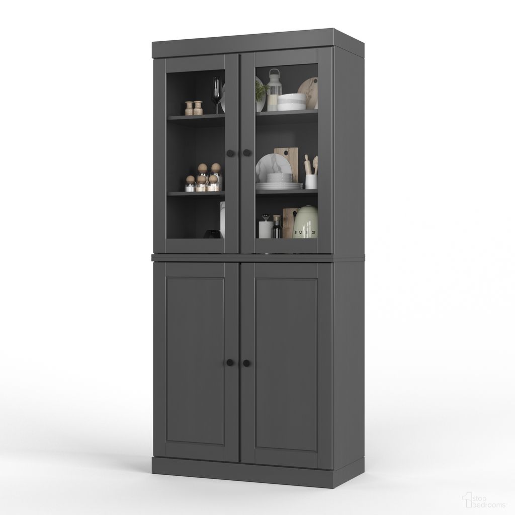 The appearance of 32 Inch Pantry Cabinet with Clear Glass Doors and 2-Drawers In Gray designed by Palace Imports in the modern / contemporary interior design. This gray piece of furniture was selected by 1StopBedrooms from to add a touch of cosiness and style into your home. Sku: 9465. Material: Solid Pine Wood.