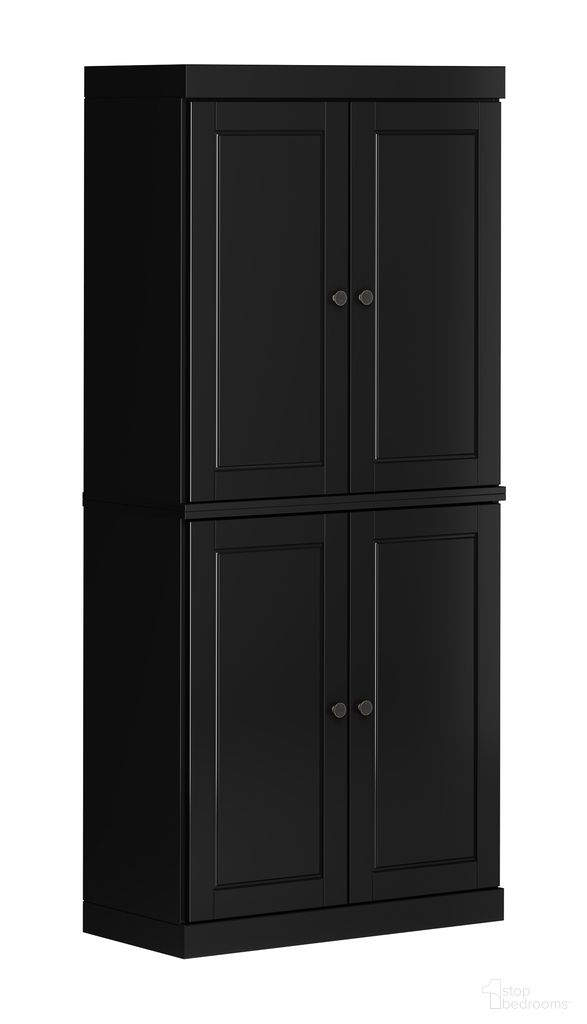 The appearance of 32 Inch Pantry Cabinet with Raised Panel Doors and 2-Drawers In Black designed by Palace Imports in the modern / contemporary interior design. This black piece of furniture was selected by 1StopBedrooms from to add a touch of cosiness and style into your home. Sku: 9437. Material: Solid Pine Wood.