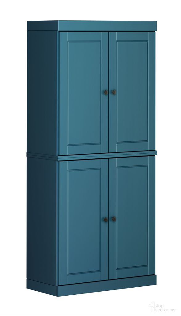 The appearance of 32 Inch Pantry Cabinet with Raised Panel Doors and Adjustable Shelves In Teal Blue designed by Palace Imports in the modern / contemporary interior design. This teal blue piece of furniture was selected by 1StopBedrooms from to add a touch of cosiness and style into your home. Sku: 9418. Material: Solid Pine Wood.